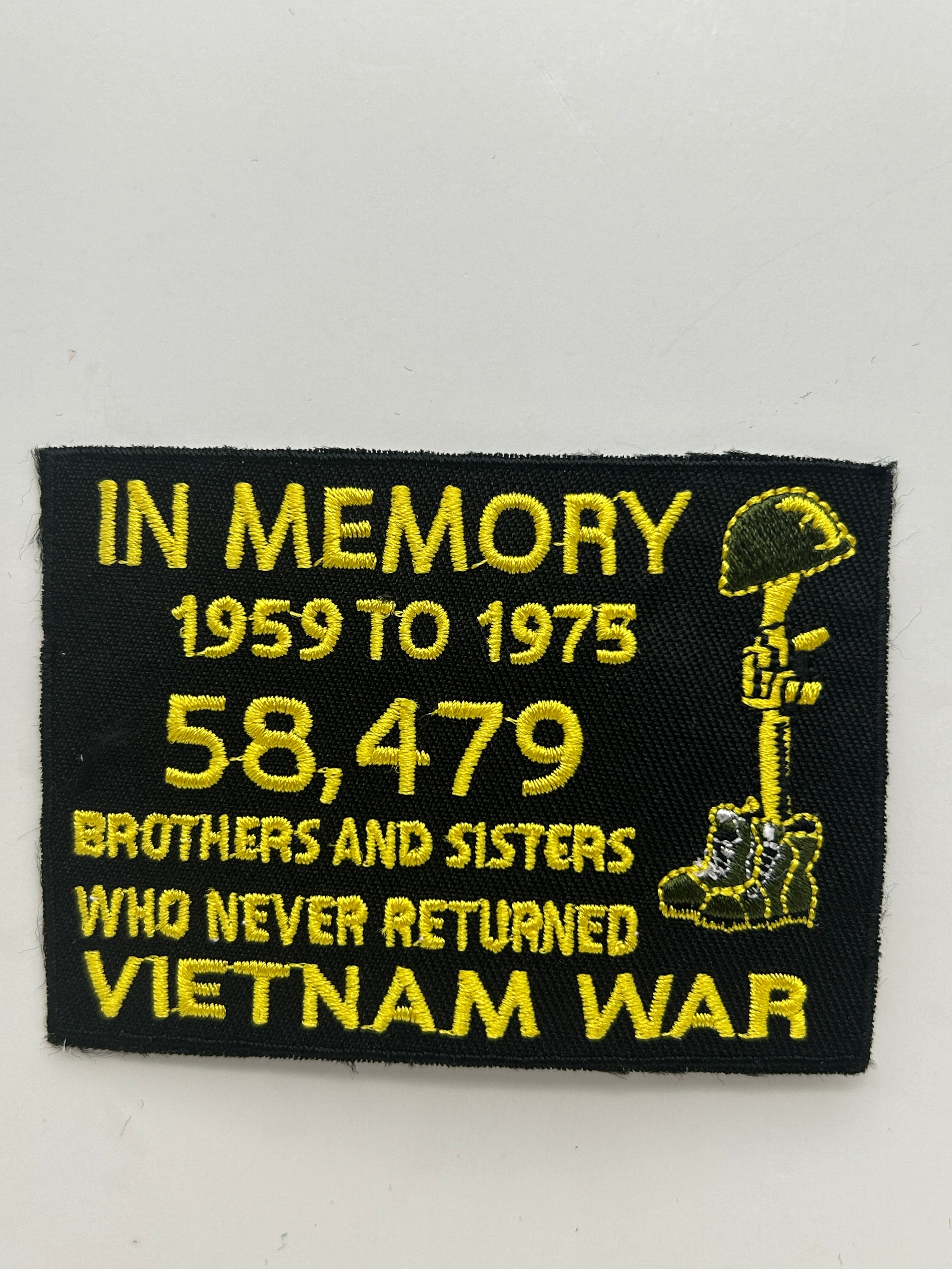 US Veteran Favorites Vietnam War "In memory 1959-1975 (58,479) Black  Patch | Military Hats & Pins