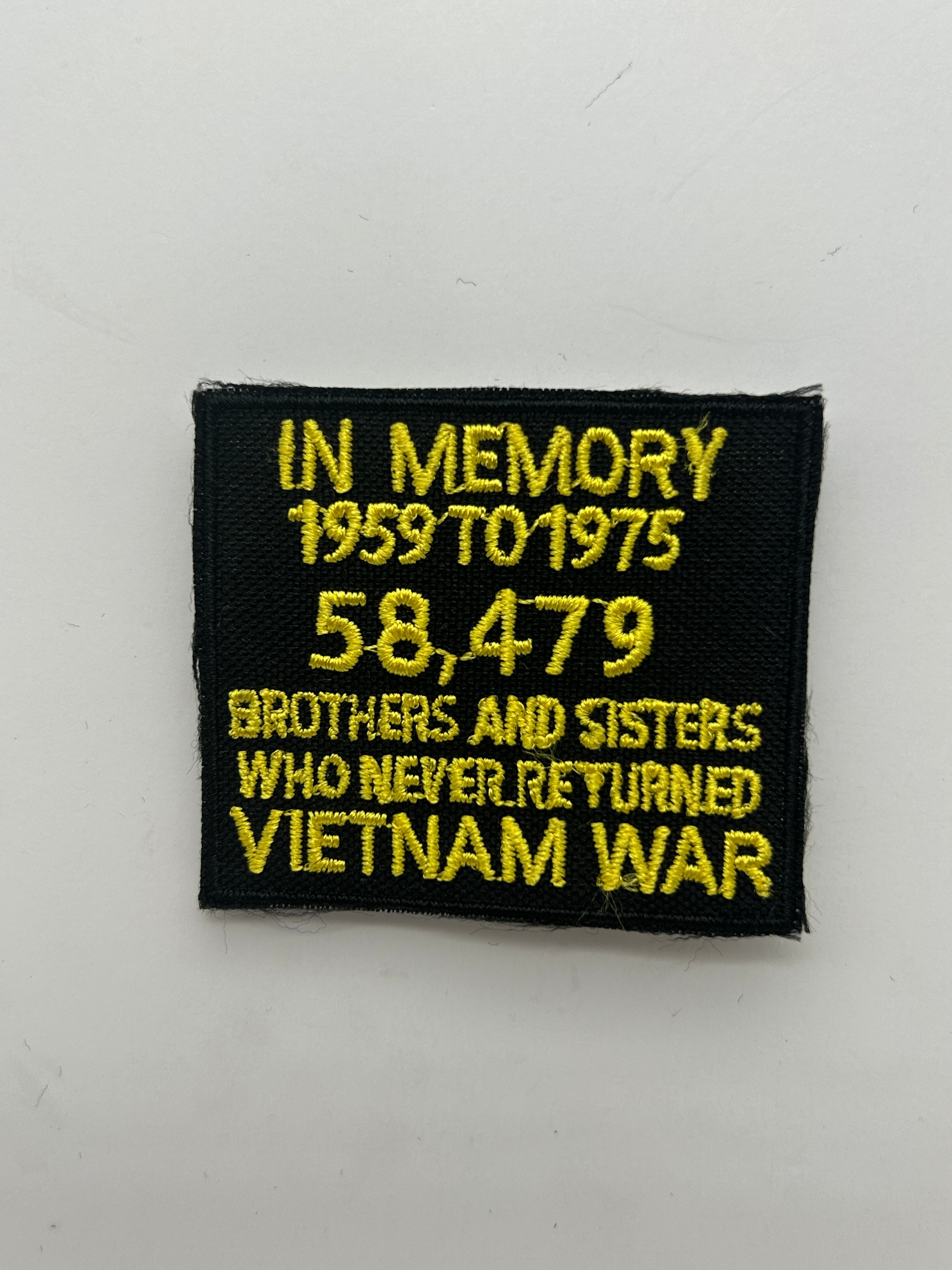 US Veteran Favorites Vietnam War "In Memory 1959-1975" Black Patch | Military Hats & Pins