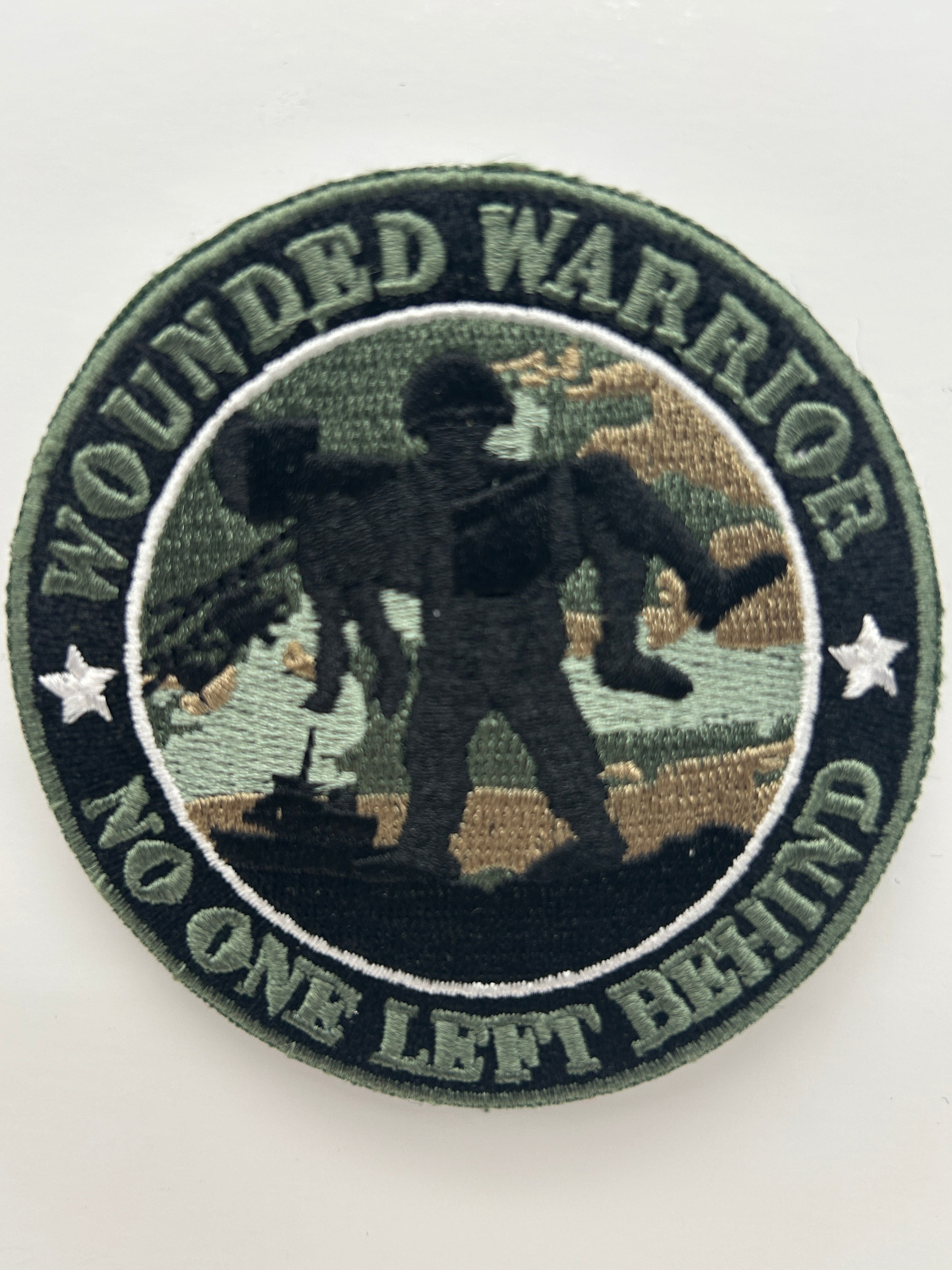 US Veteran Favorites "Wounded Warrior No One Left Behind" Round Patch | Military Hats & Pins