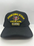 US Air Force - Dysfunctional Veteran "Leave Me Alone" Black Military Cap - Adjustable One Size | Military Hats & Pins