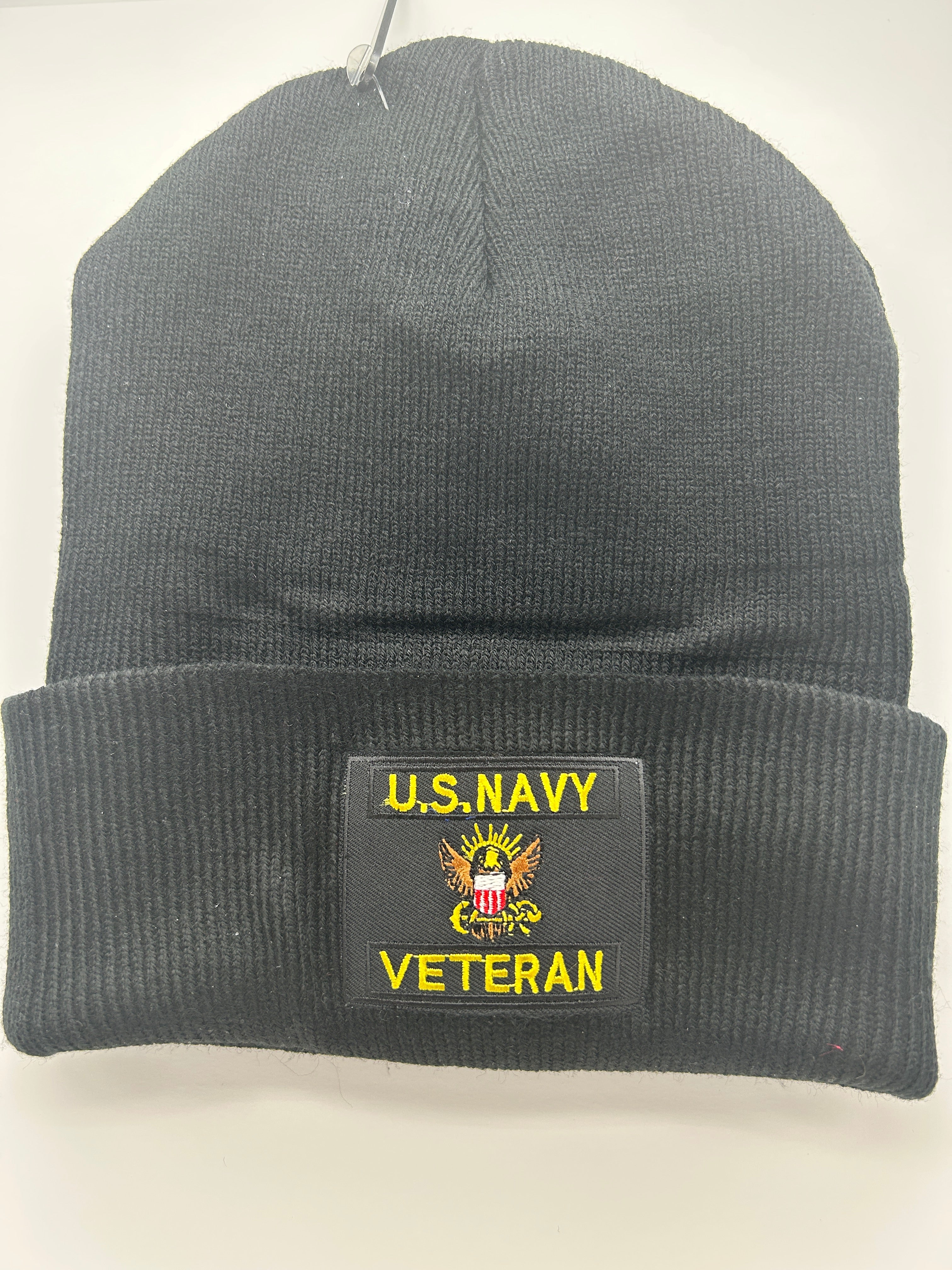 US Navy Veteran Wool Cap Beanie Black Adjustable One Size Military Hat | Military Hats & Pins
