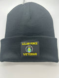 US Air Force Veteran Wool Cap Beanie Black | Military Hats & Pins