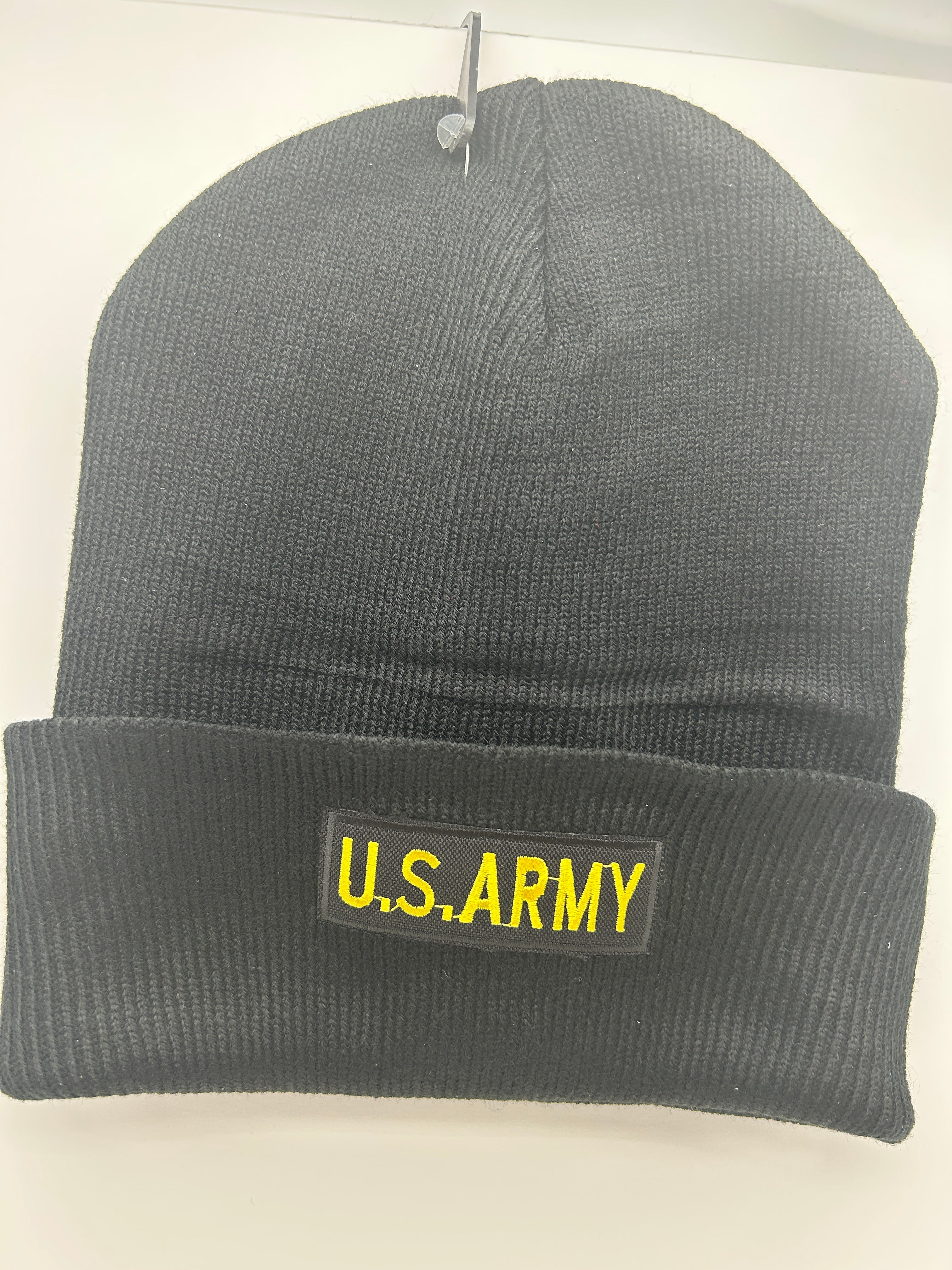 US Army Veteran Wool Cap Beanie Black Adjustable One Size Military Hat | Military Hats & Pins
