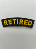 Military Patches: Tabs & Tiny Logo | RETIRED ARCH BOLD TEXT