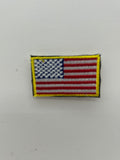 US Military Tabs and Tiny Logo 1 1/2 : US Flag Embroidered Patch - Full Color American Flag Yellow Border Patch| Military Hats & Pins
