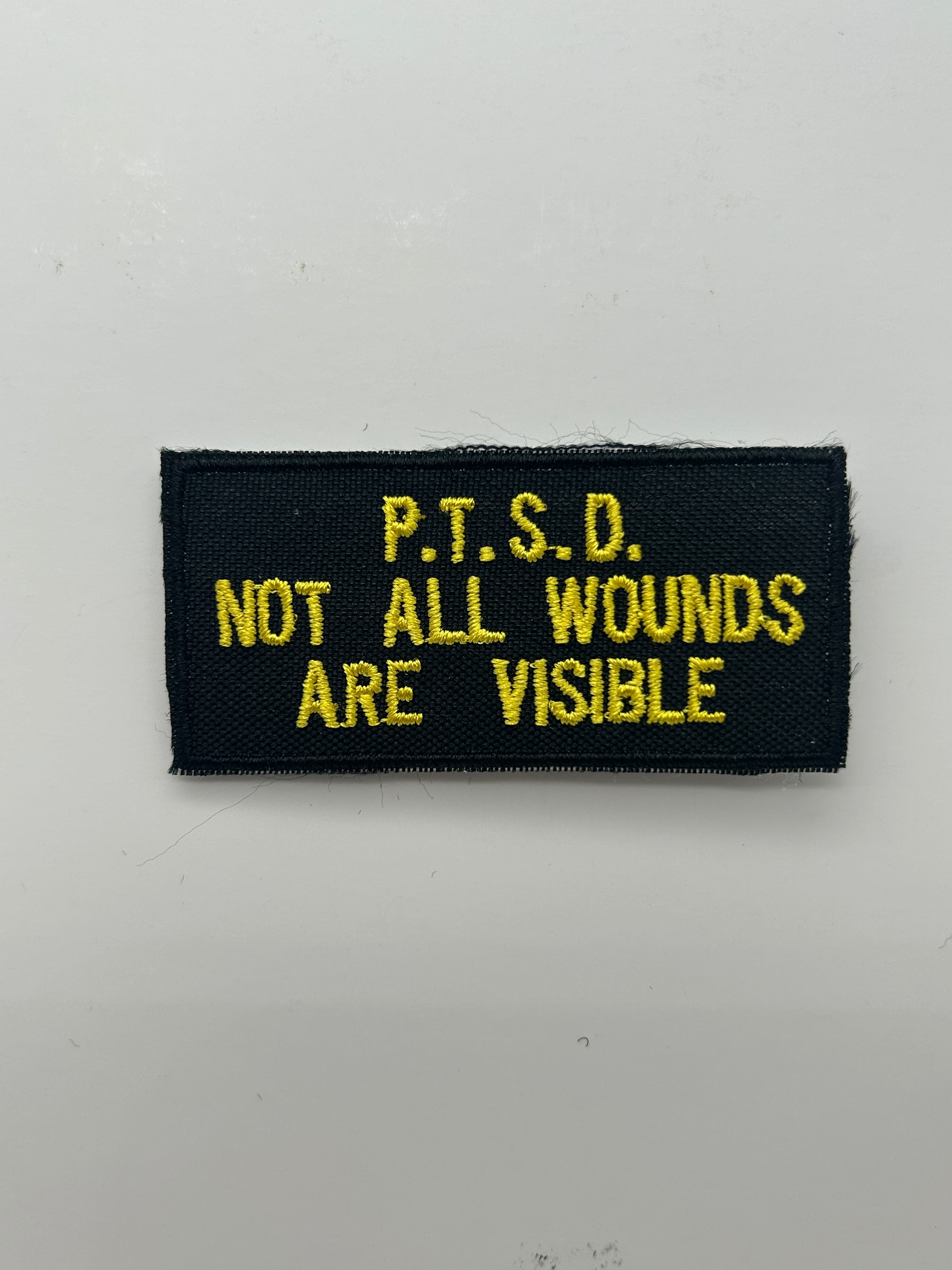 US Military Tabs and Tiny Logo 1 1/2 : P.T.S.D Not all the wounds are visible Black Patch | Military Hats & Pins