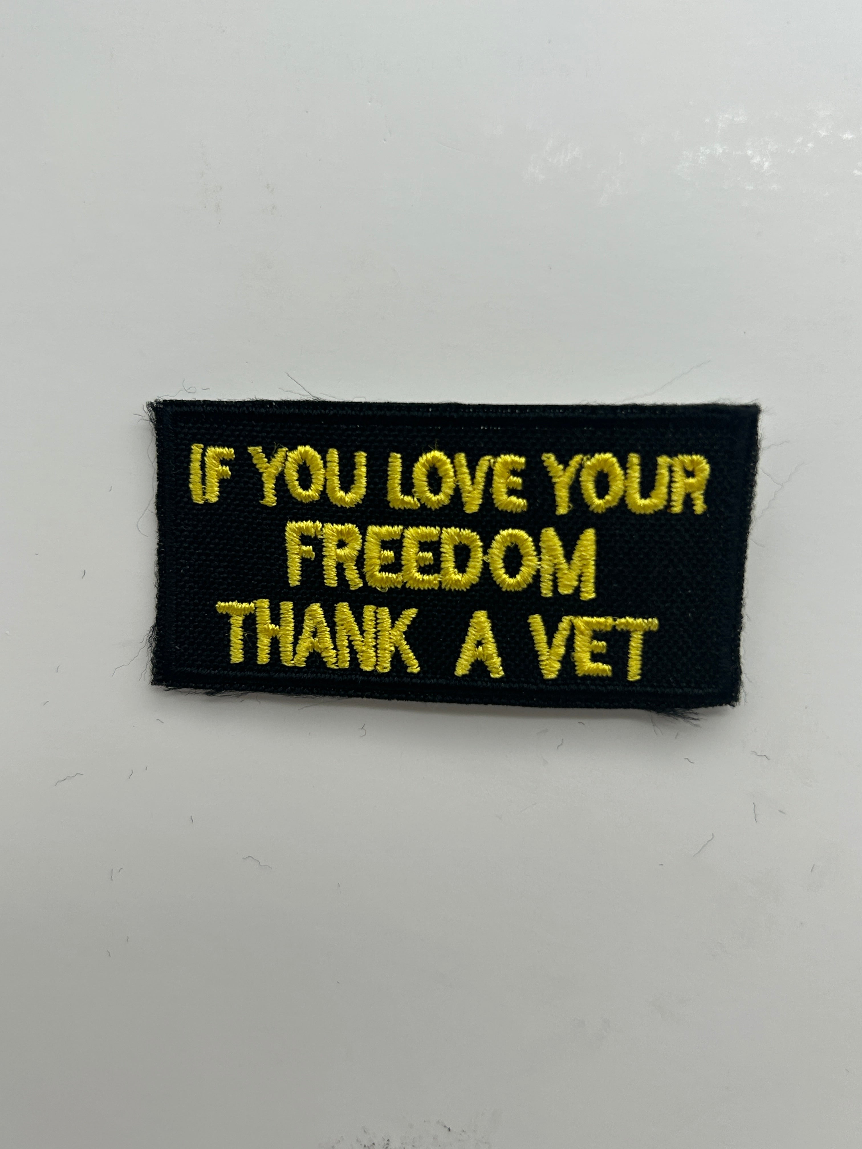 US Military Tabs and Tiny Logo 1 1/2 : If you love your freedom Thank a Vet Black Patch| Military Hats & Pins
