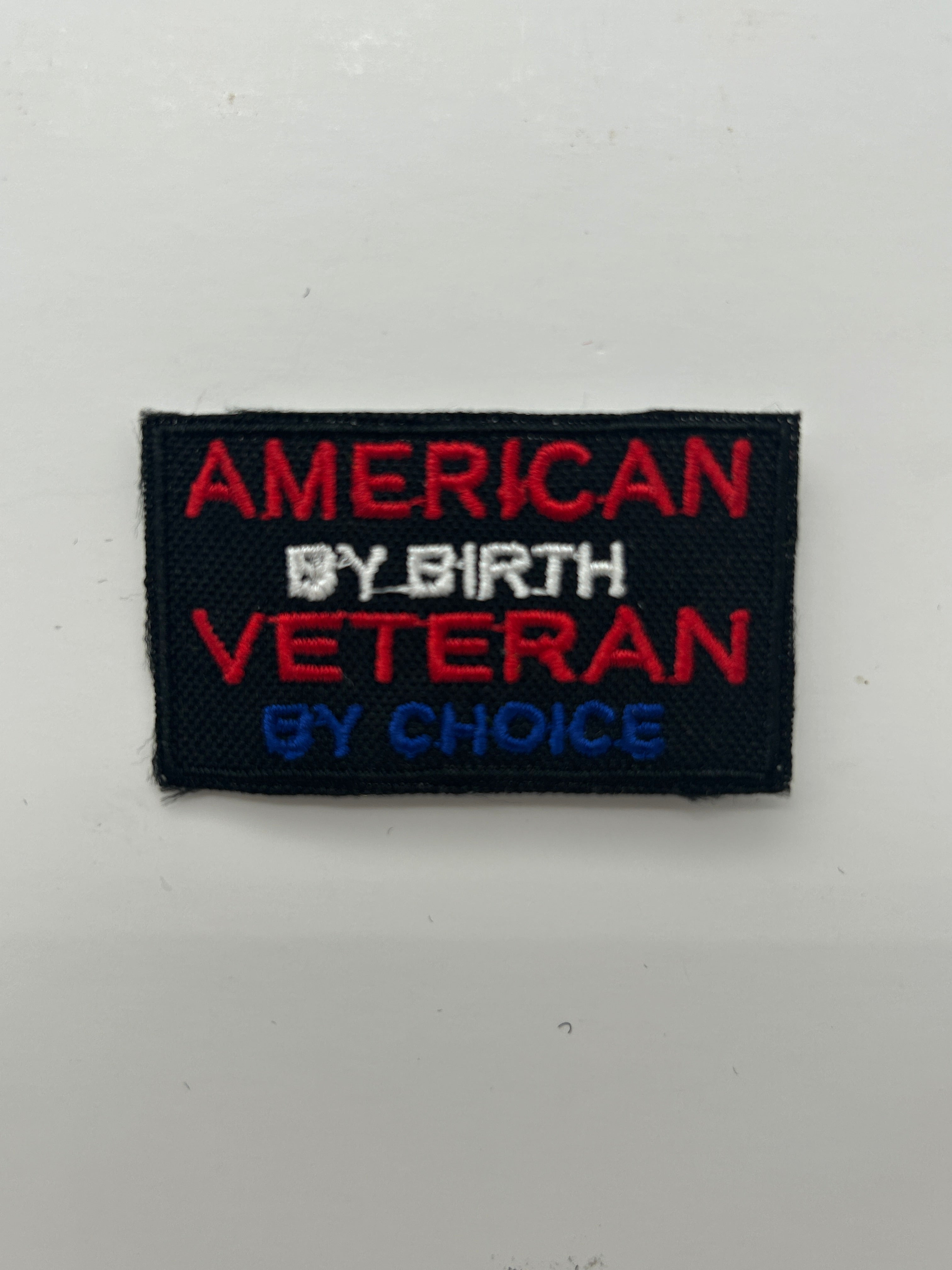 US Military Tabs and Tiny Logo 1 1/2 : American by Birth, Veteran by Choice Black Patch  | Military Hats & Pins