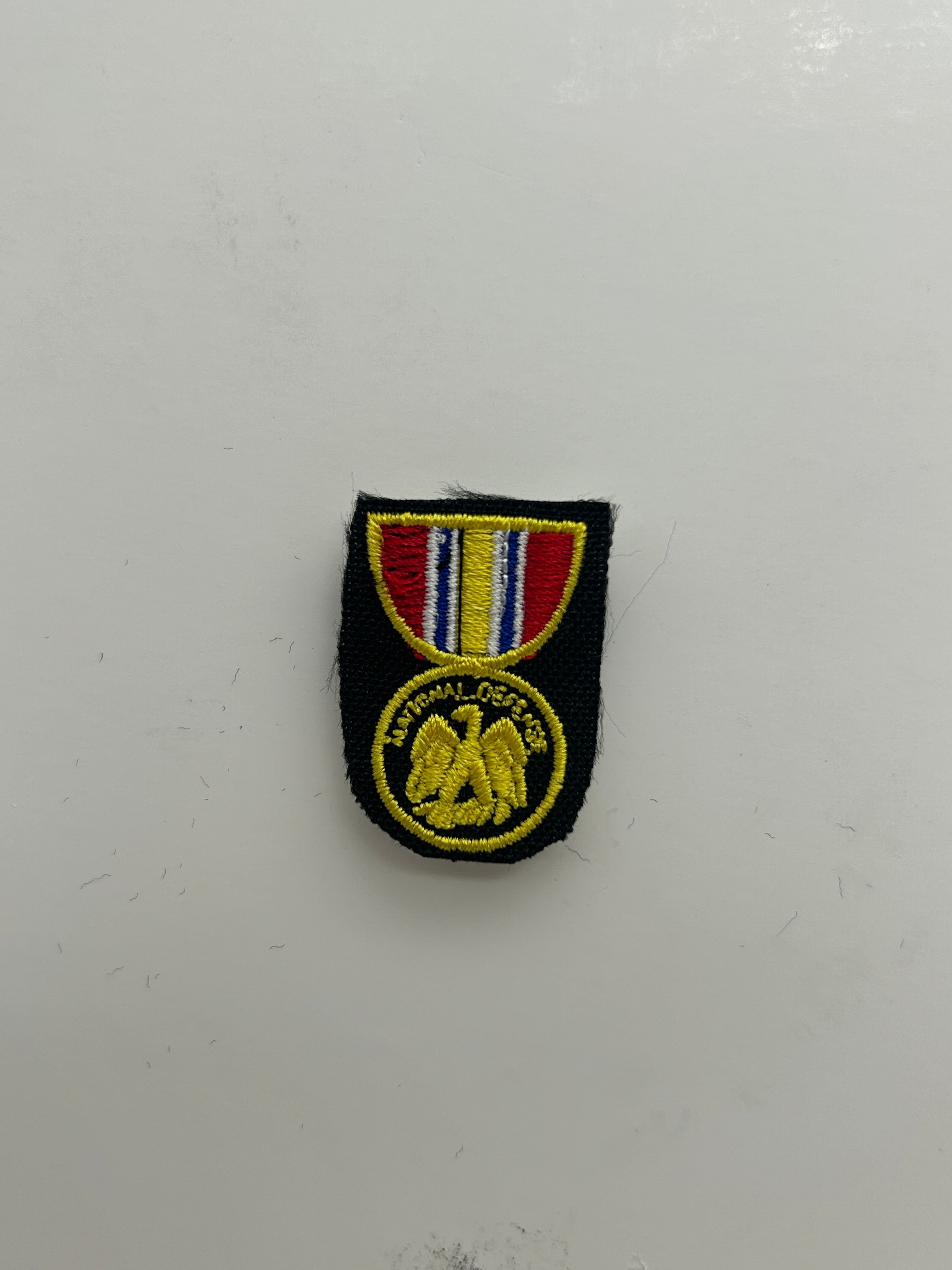 US Military Tabs and Tiny Logo 1 1/2 : National Defense Service Medal Ribbon Patch  | Military Hats & Pins