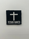 US Military Tabs and Tiny Logo 1 1/2 : Jesus Saves "Cross" Black Patch | Military Hats & Pins