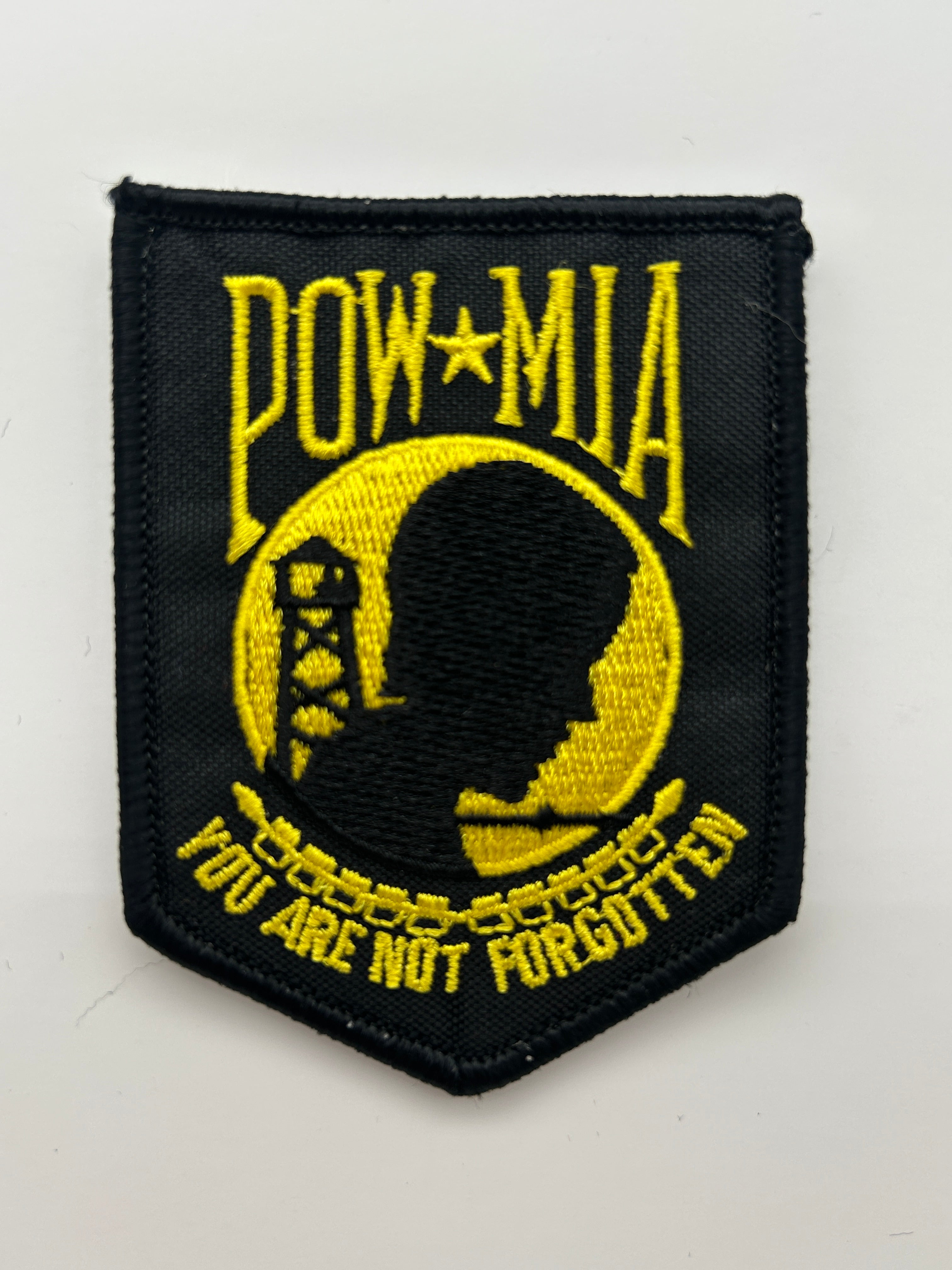 US Veteran Favorites Patch POW MIA "You are not forgotten" Black/Yellow Patch | Military Hats & Pins