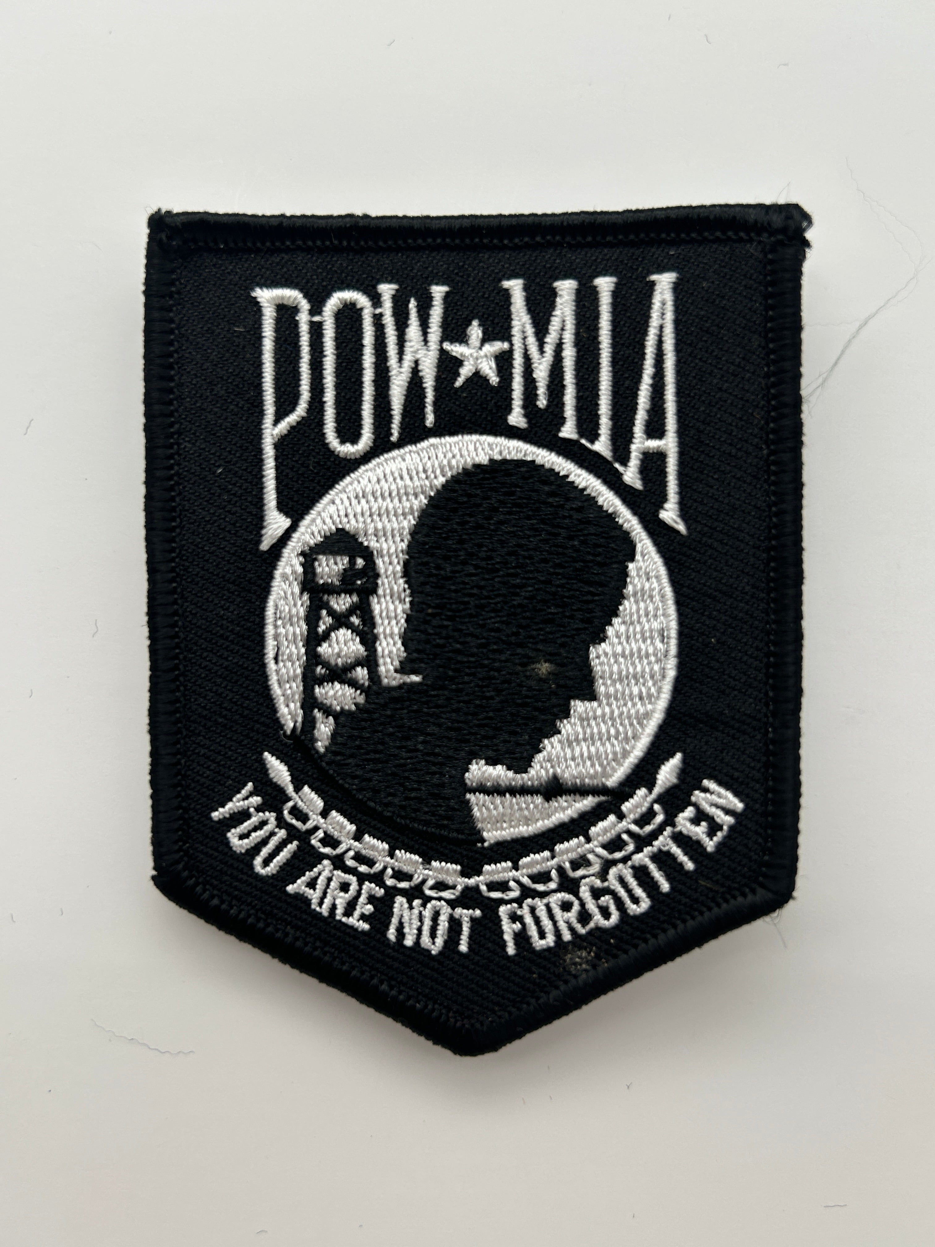 US Veteran Favorites Patch POW MIA "You are not forgotten" Black/White Patch | Military Hats & Pins