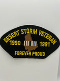 US Veteran Favorites Patch Desert Storm Veteran "1990-1991" Forever Proud Black Arch | Military Hats & Pins