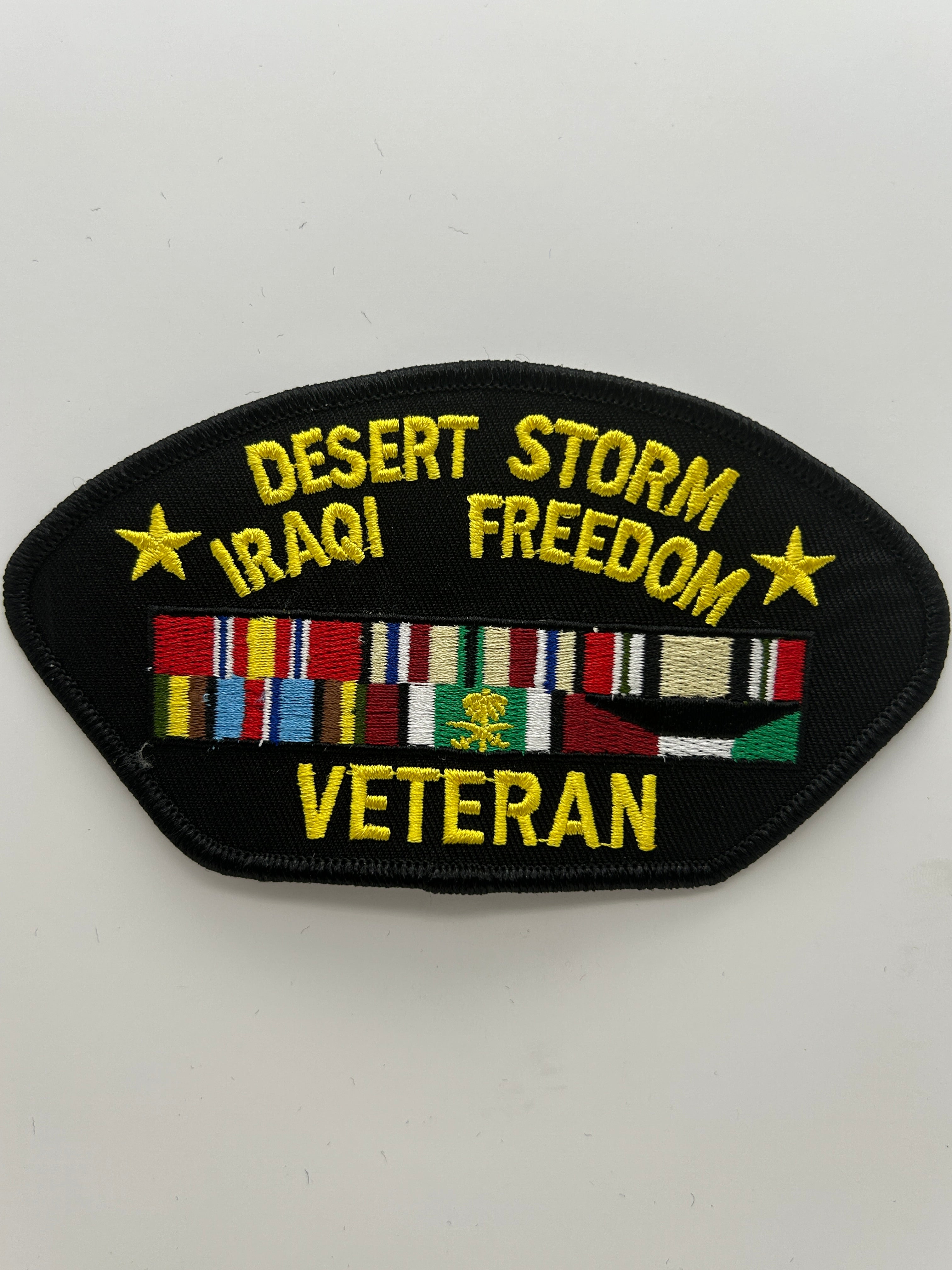 US Veteran Favorites Patch Desert Storm - Iraqi Freedom Veteran Black Arch | Military Hats & Pins