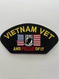 US Veteran Favorites Patch "Vietnam Vet and I'm proud of it" Black Arch Patch | Military Hats & Pins