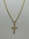 Jewelry: Gold Tone Electroplated, Crucifix Soldier's Protection Cross Pendant, 24" Necklace | Military Hats & Pins