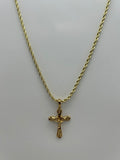 Jewelry: Gold Tone Electroplated, Crucifix Soldier's Protection Cross Pendant, 24" Necklace | Military Hats & Pins