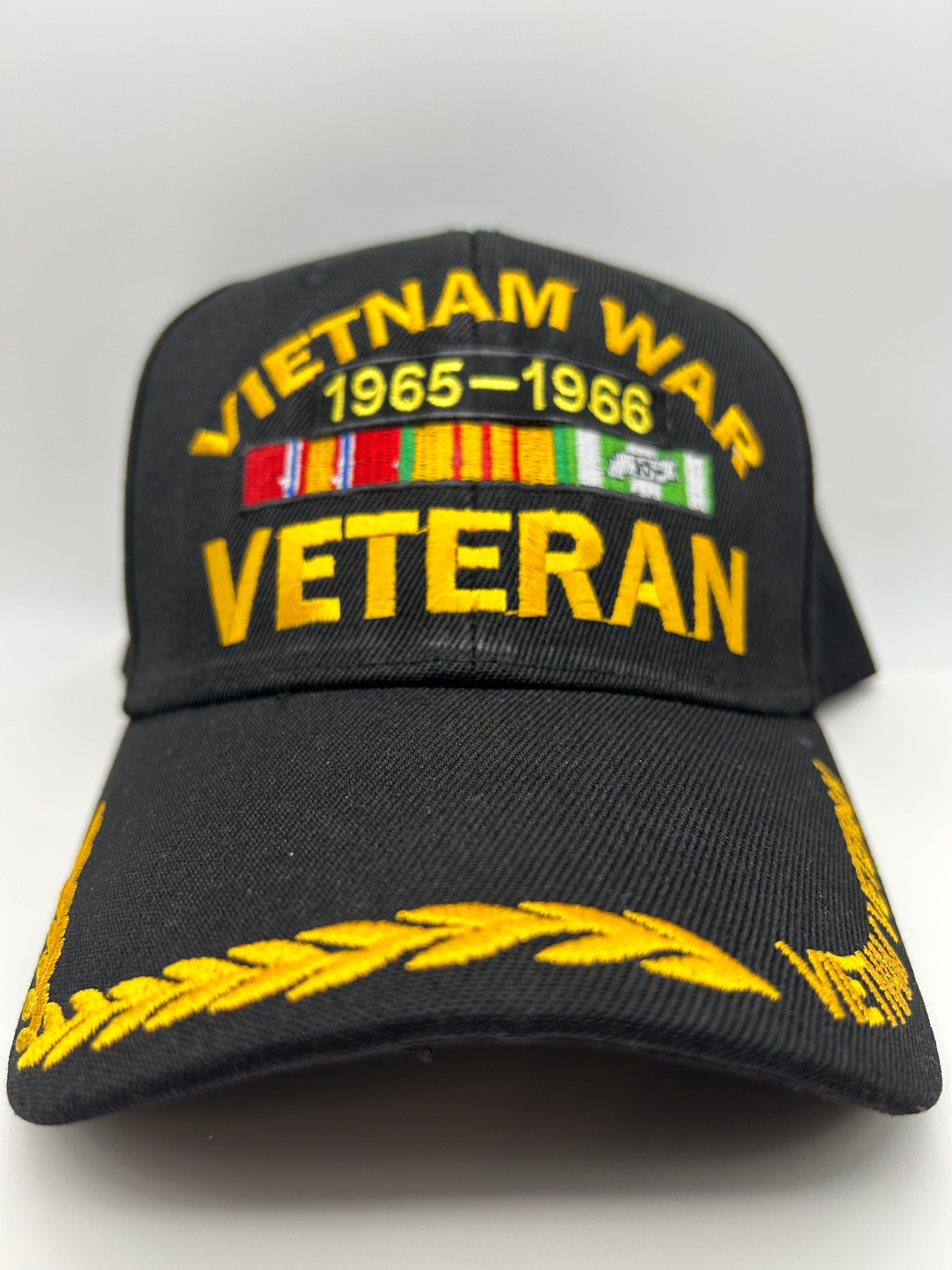 US Veteran Military Hat - Vietnam War Veteran 1965-1966 - Black Adjustable One Size | Military Hats & Pins