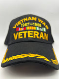 US Veteran Military Hat - Vietnam War Veteran 1967-1968 - Black Adjustable One Size | Military Hats & Pins