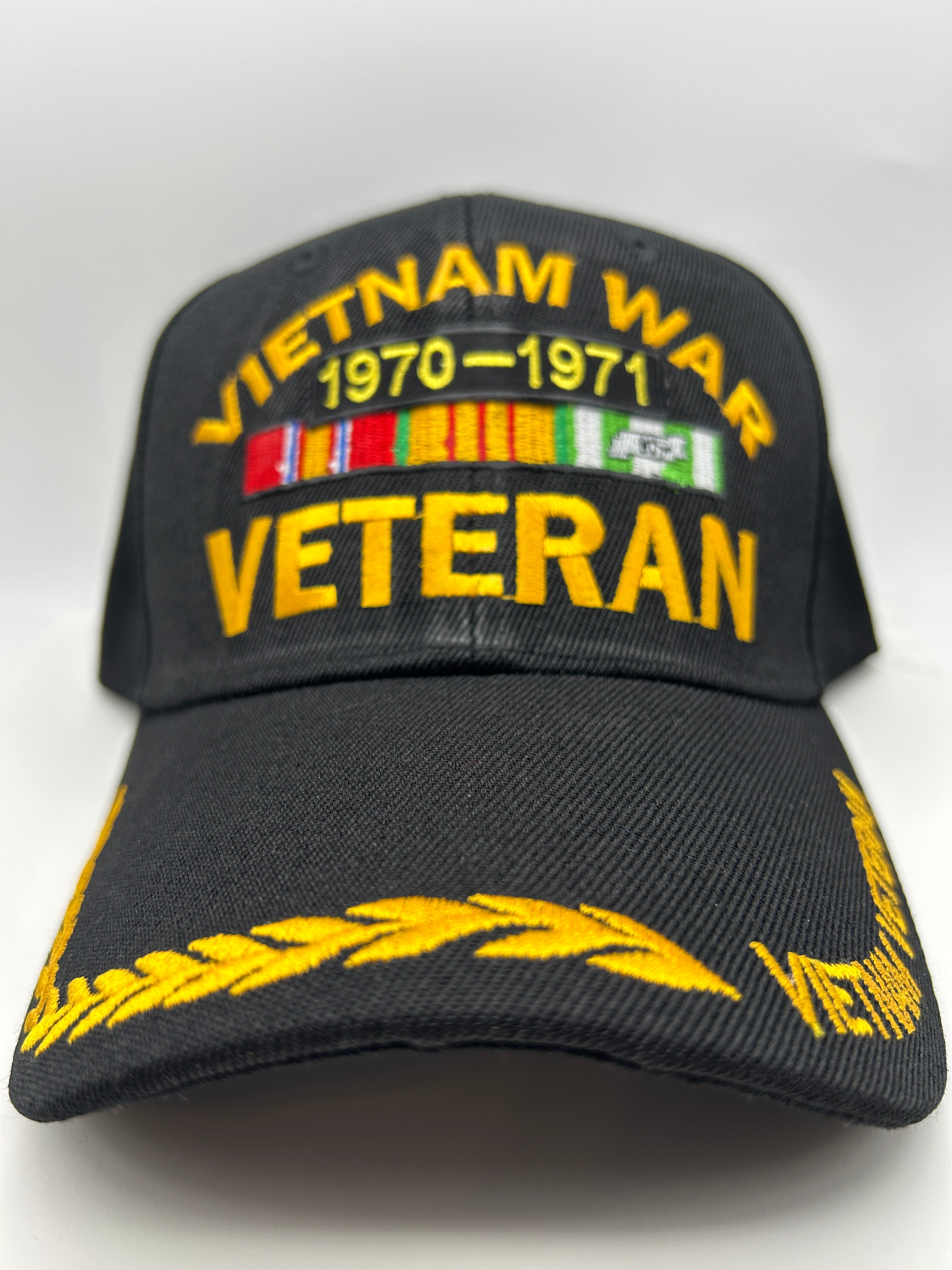 US Veteran Military Hat - Vietnam War Veteran 1970-1971 - Black Adjustable One Size | Military Hats & Pins
