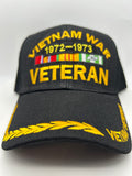 US Veteran Military Hat - Vietnam War Veteran 1972-1973 - Black Adjustable One Size | Military Hats & Pins