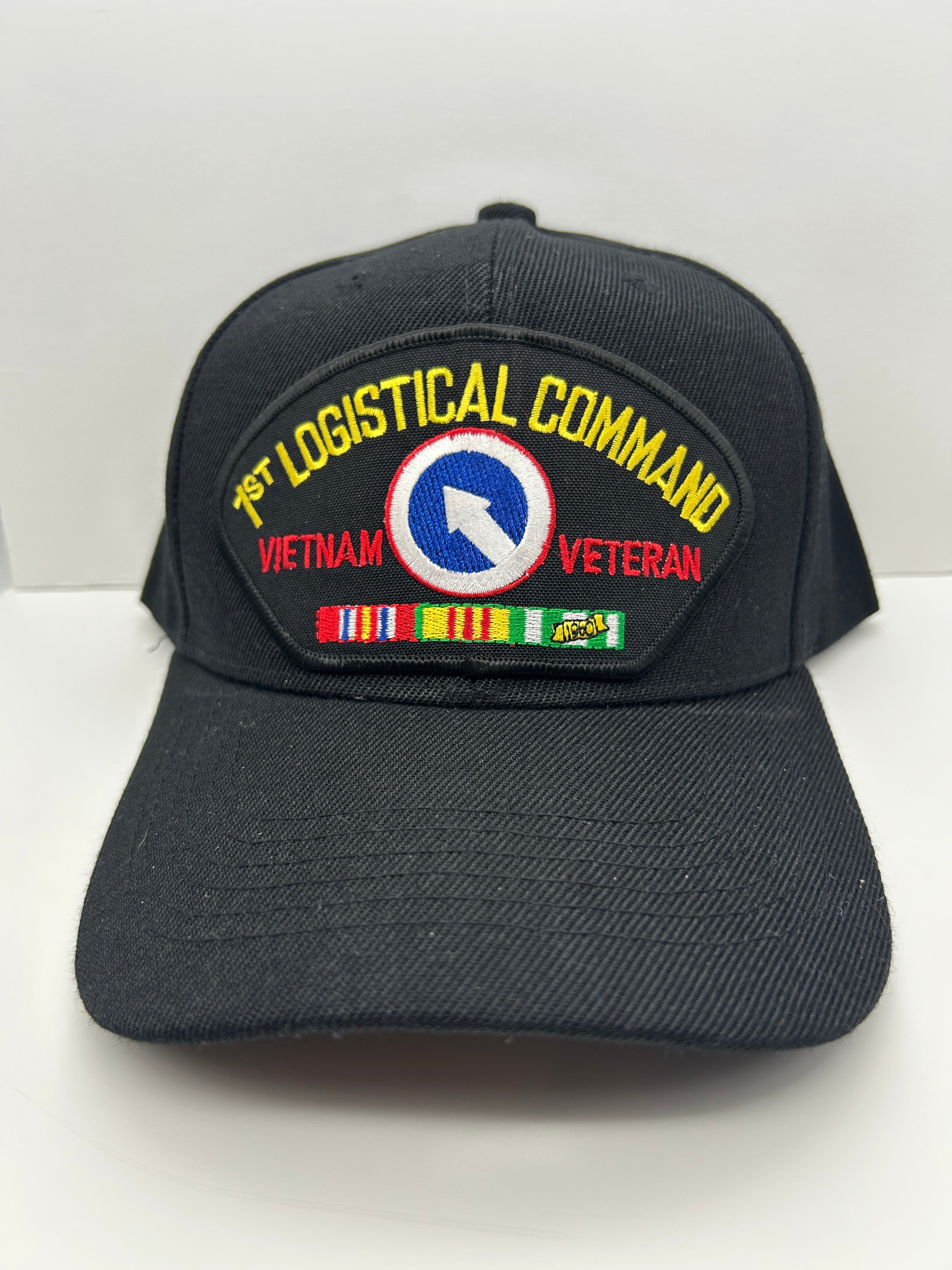 US Army - 1st Logistical Command Vietnam Veteran - Black Adjustable One Size Military Hat | Military Hats & Pins