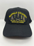 US Army - Buffalo Soldiers 9th, 10th, 24th, 25th Service with Honor - Black Adjustable One Size Military Hat | Military Hats & Pins