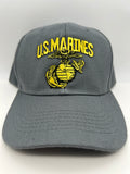 US Marines - Gray Embroidered Military Cap - Adjustable One Size | Military Hats & Pins