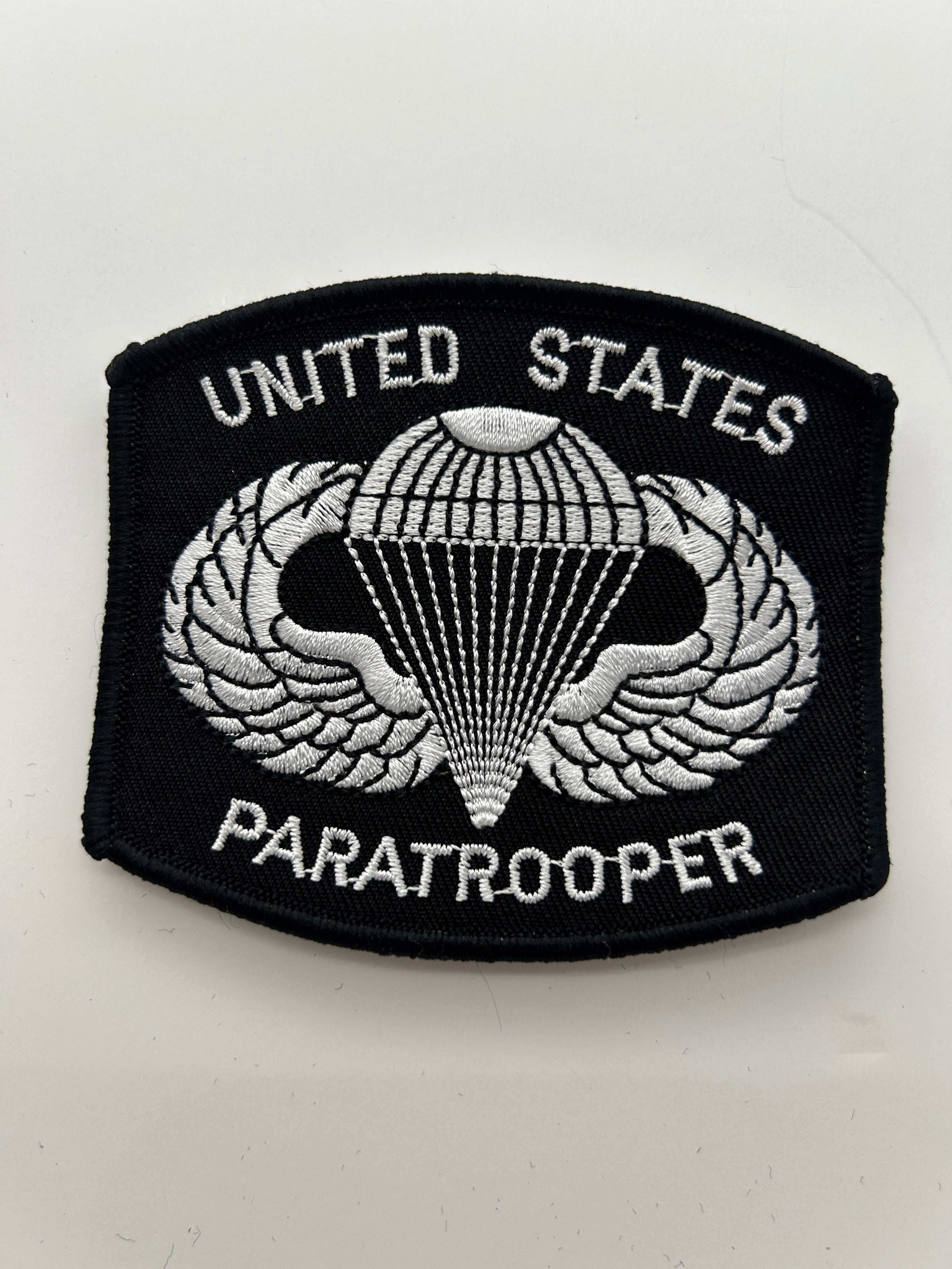 US Army Patch:  US Paratrooper Black Military Patch | Military Hats & Pins