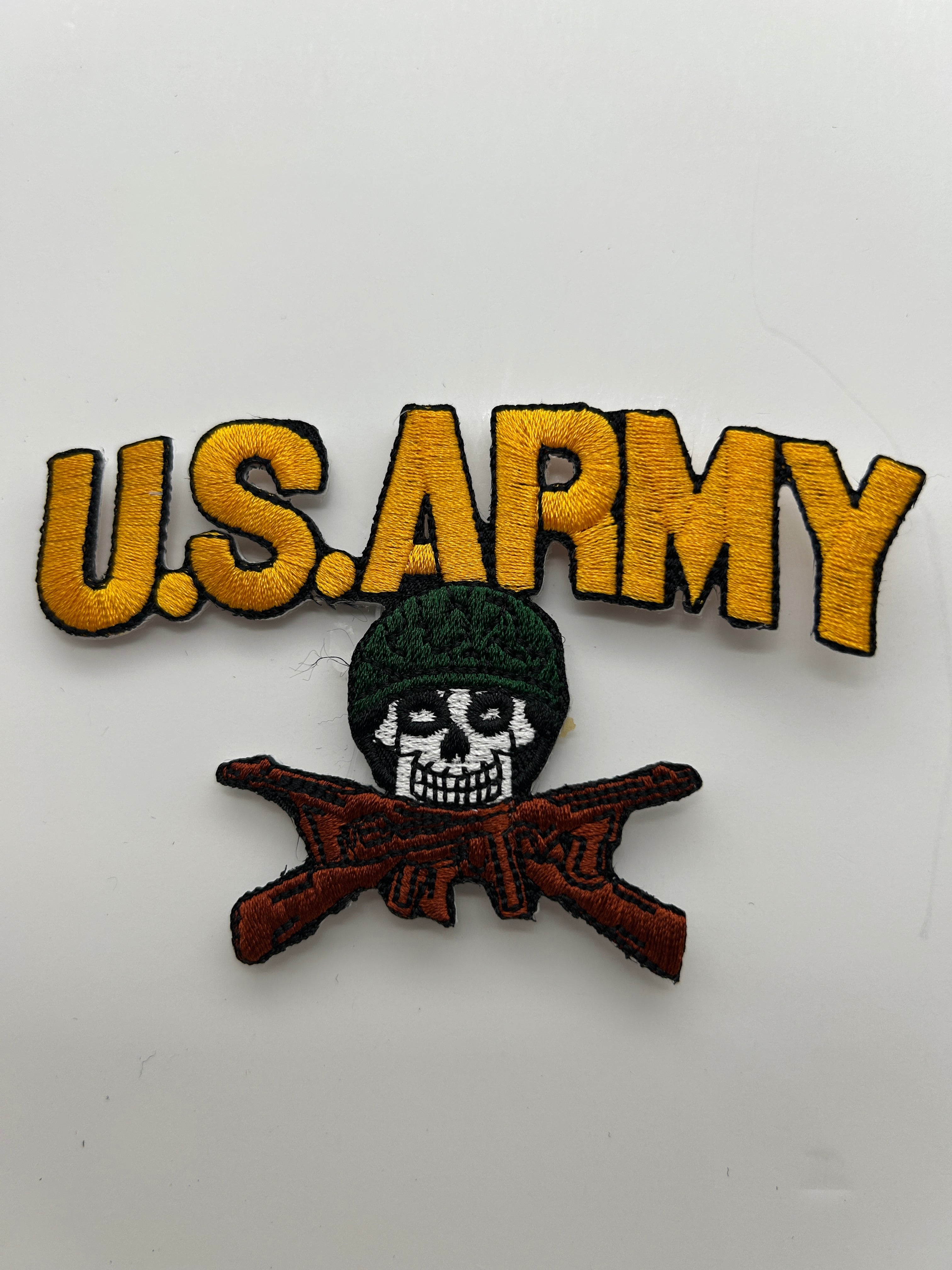 US Army Patch:  US Army Military Skull Yellow/Black Patch | Military Hats & Pins