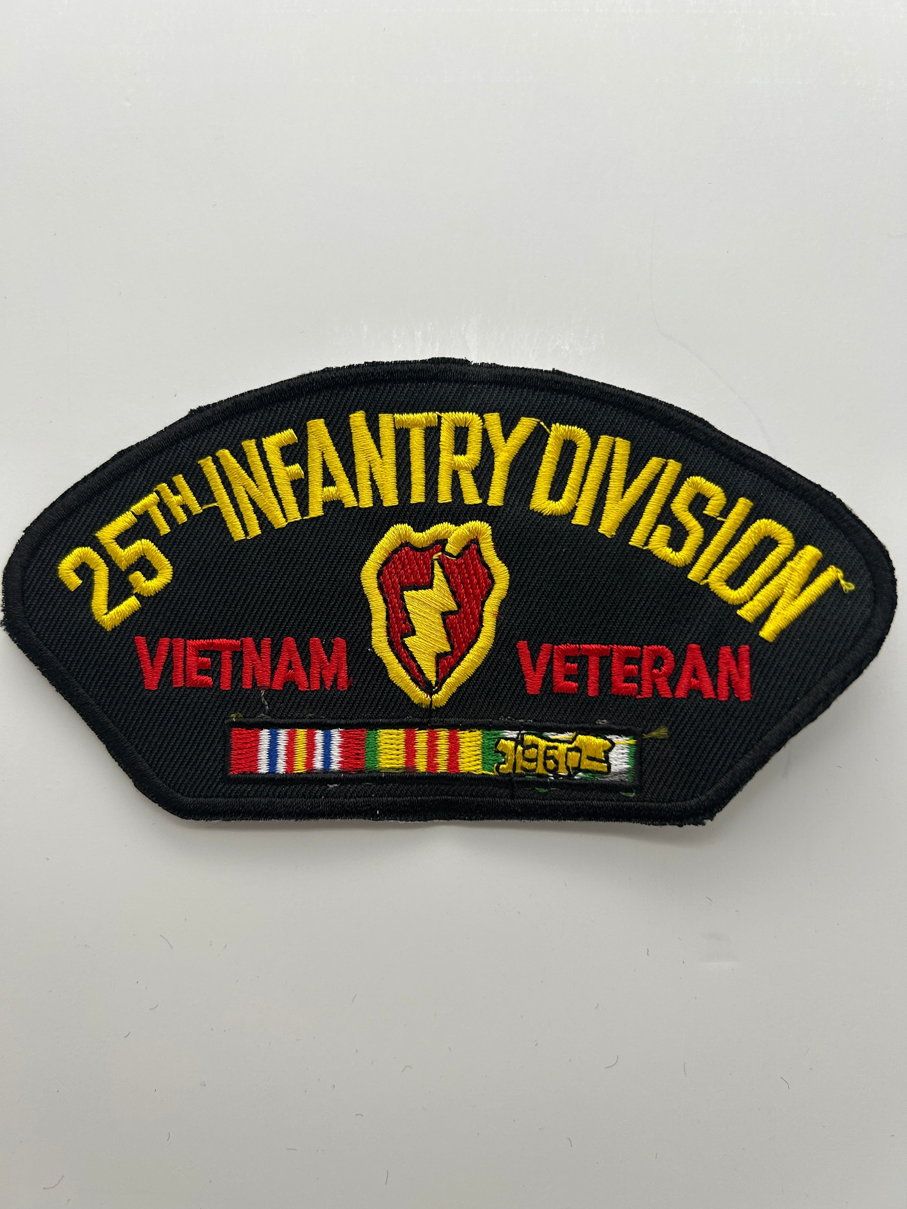 US Army Patch: 25th Infantry Division Vietnam Veteran Service Ribbon Black Military Patch | Military Hats & Pins