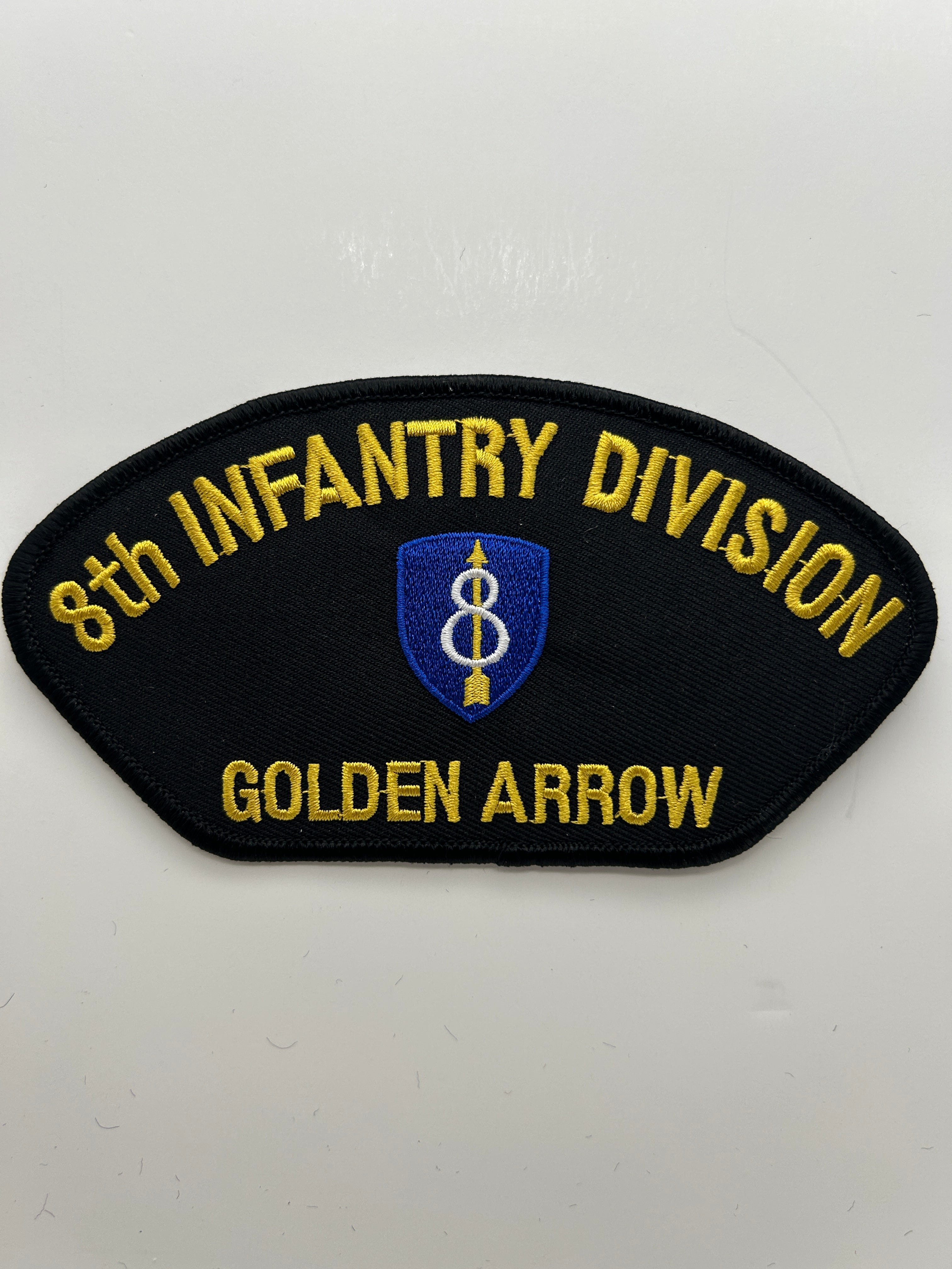 US Army Patch: 8th Infantry Division Golden Arrow Black Military Patch | Military Hats & Pins