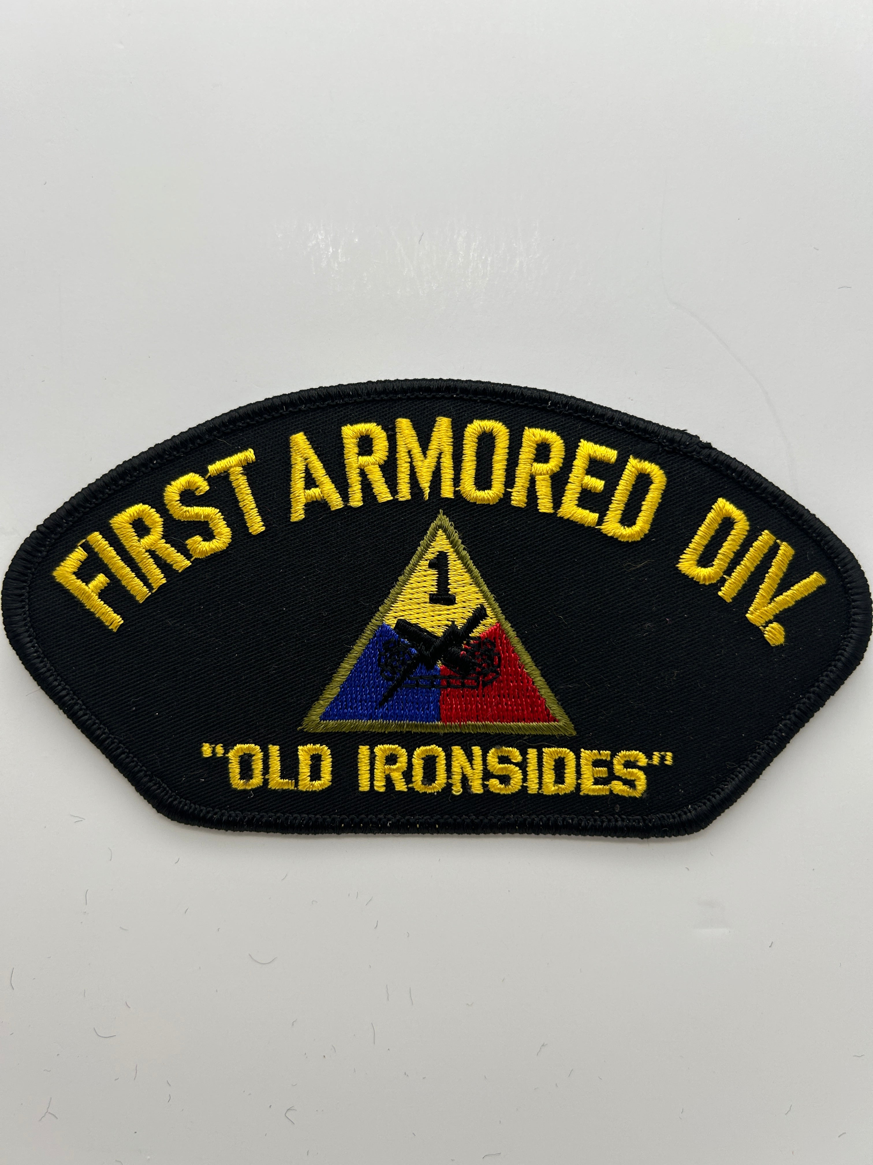 US Army Patch: First 1st Armored Division Old Ironsides Black Military Patch | Military Hats & Pins