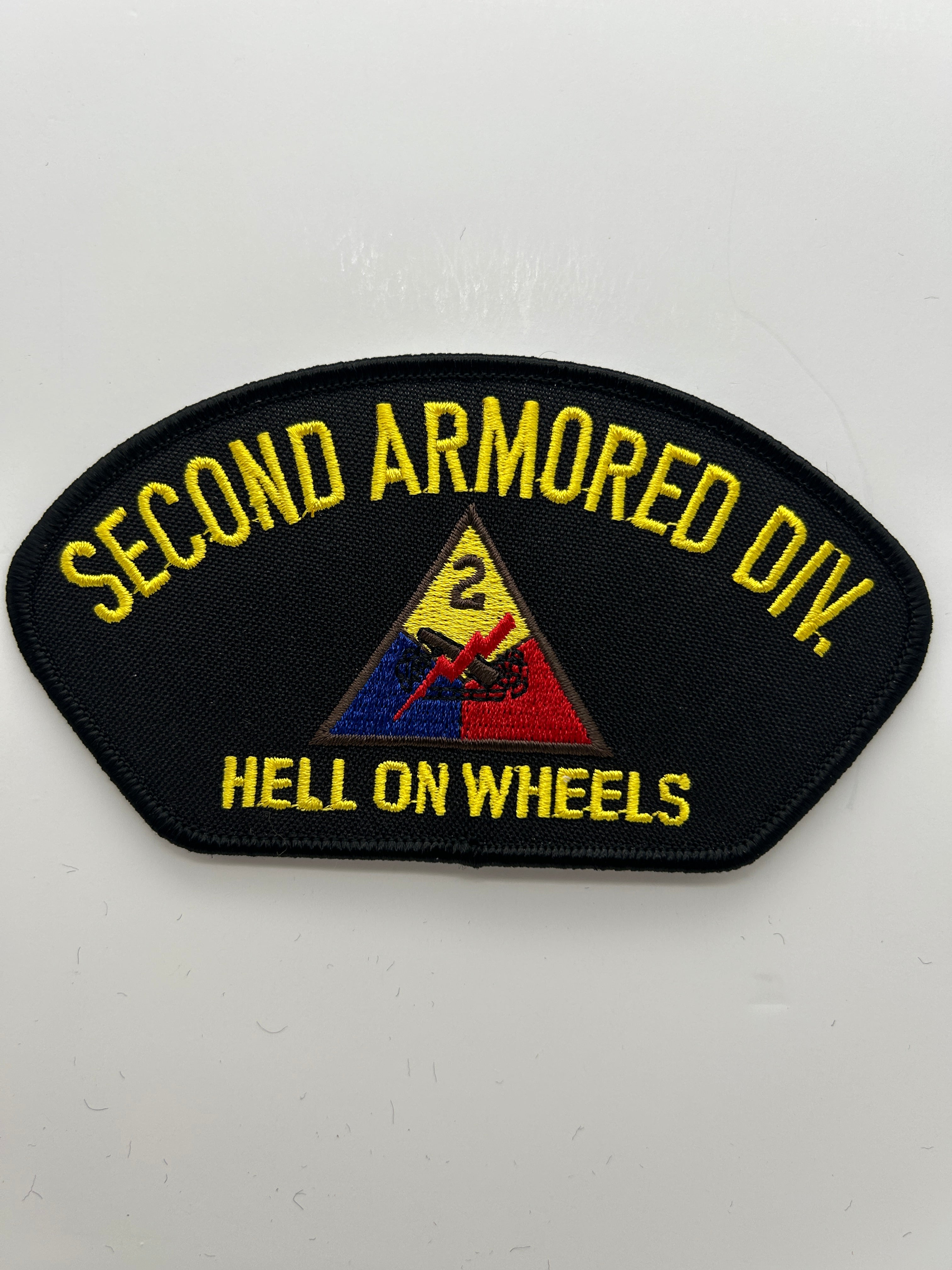 US Army Patch: Second 2nd Armored Division Hell On Wheels Black Military Patch | Military Hats & Pins