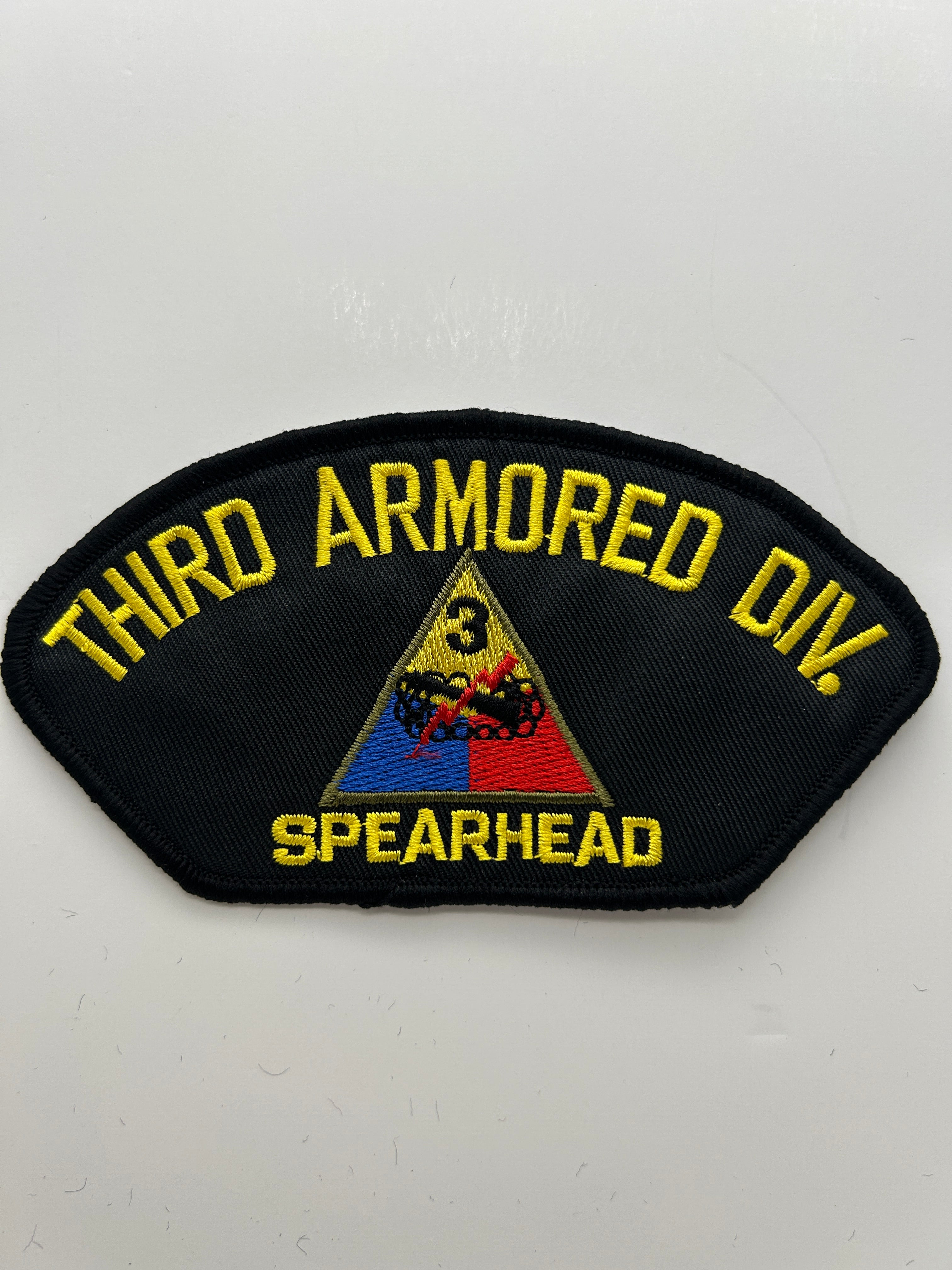 US Army Patch: Third 3rd Armored Division Spearhead Black Military Patch | Military Hats & Pins