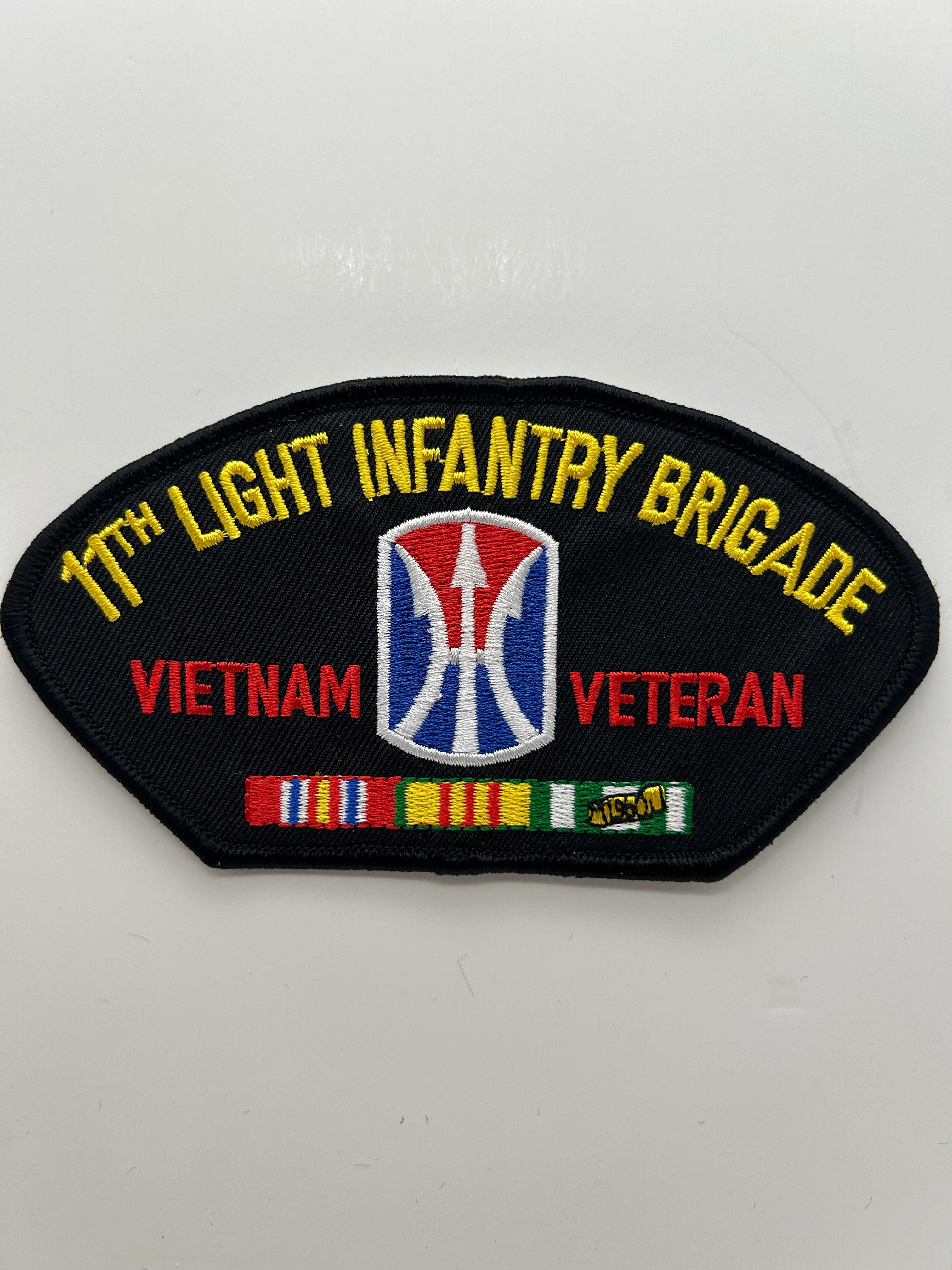 US Army Patch: 11th Light Infantry Brigade Vietnam Veteran Service Ribbon Black Military Patch | Military Hats & Pins
