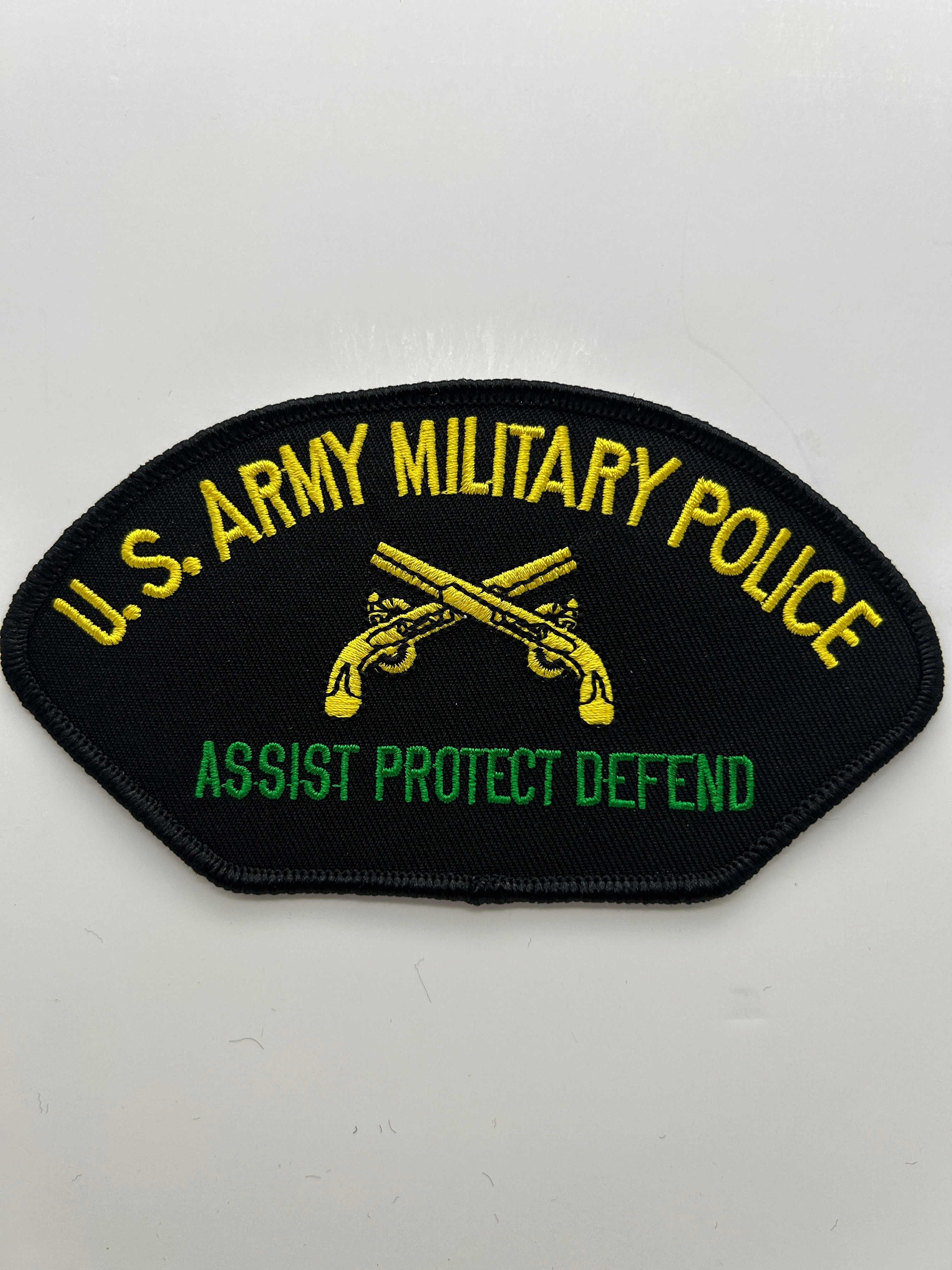 US Army Patch: Military Police , Assist Protect Defend Black Green Military Patch | Military Hats & Pins
