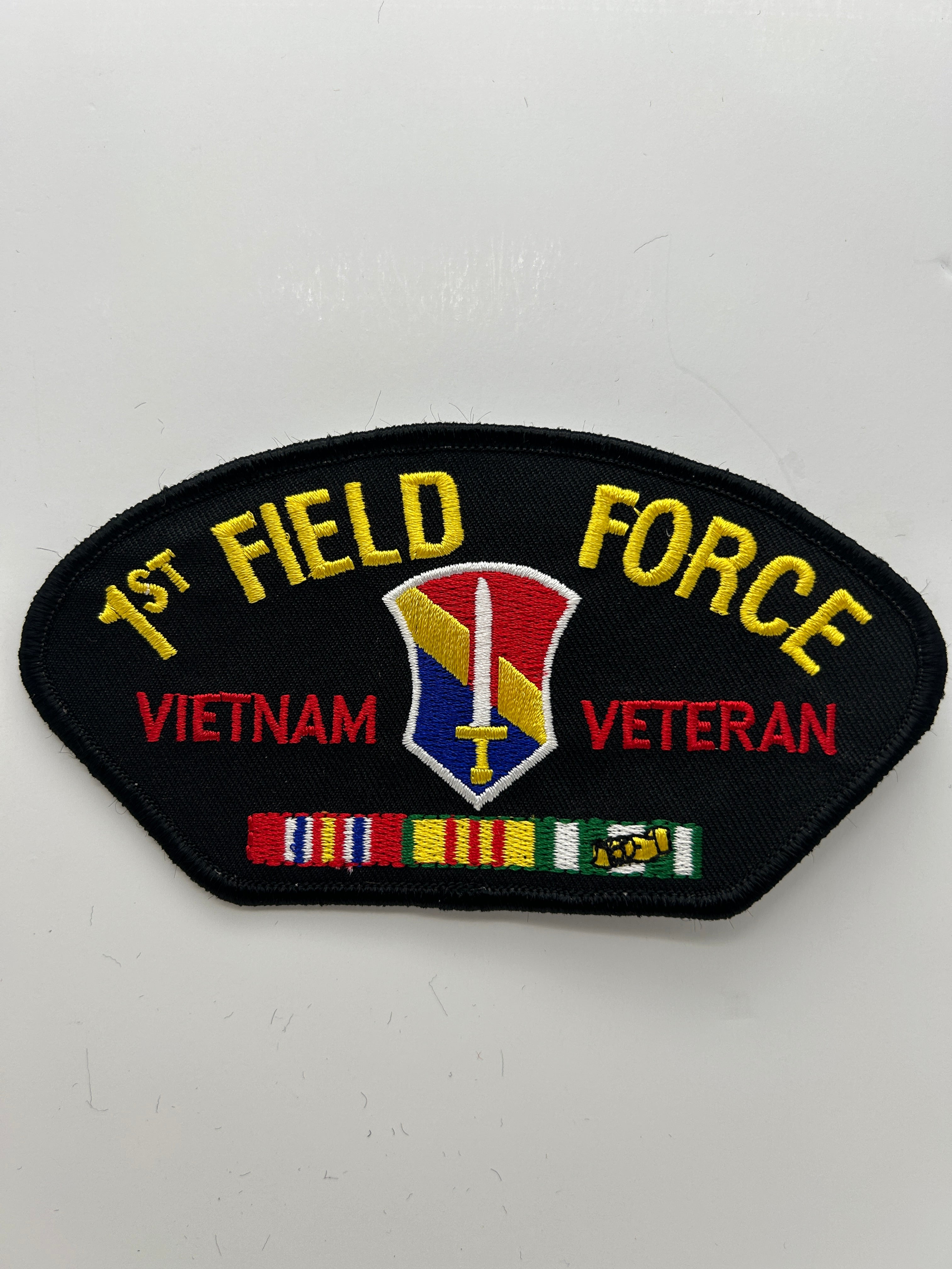 US Army Patch: 1st Field Force Vietnam Veteran Black Service Ribbon Military Patch | Military Hats & Pins