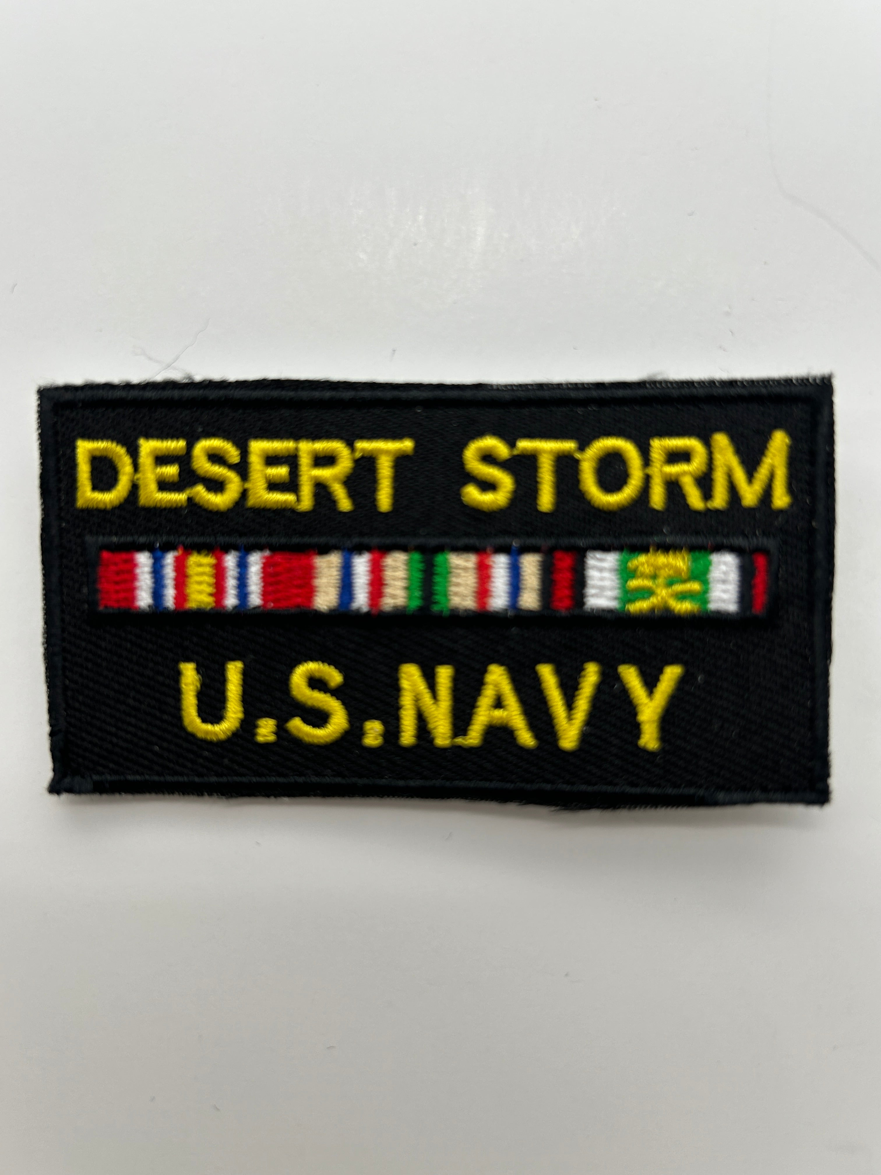US Navy: Desert Storm Service Ribbon Black Military Patch | Military Hats & Pins