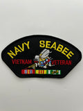 US Navy: Navy Seabee Vietnam Veteran Service Ribbon Black Arch Military Patch | Military Hats & Pins