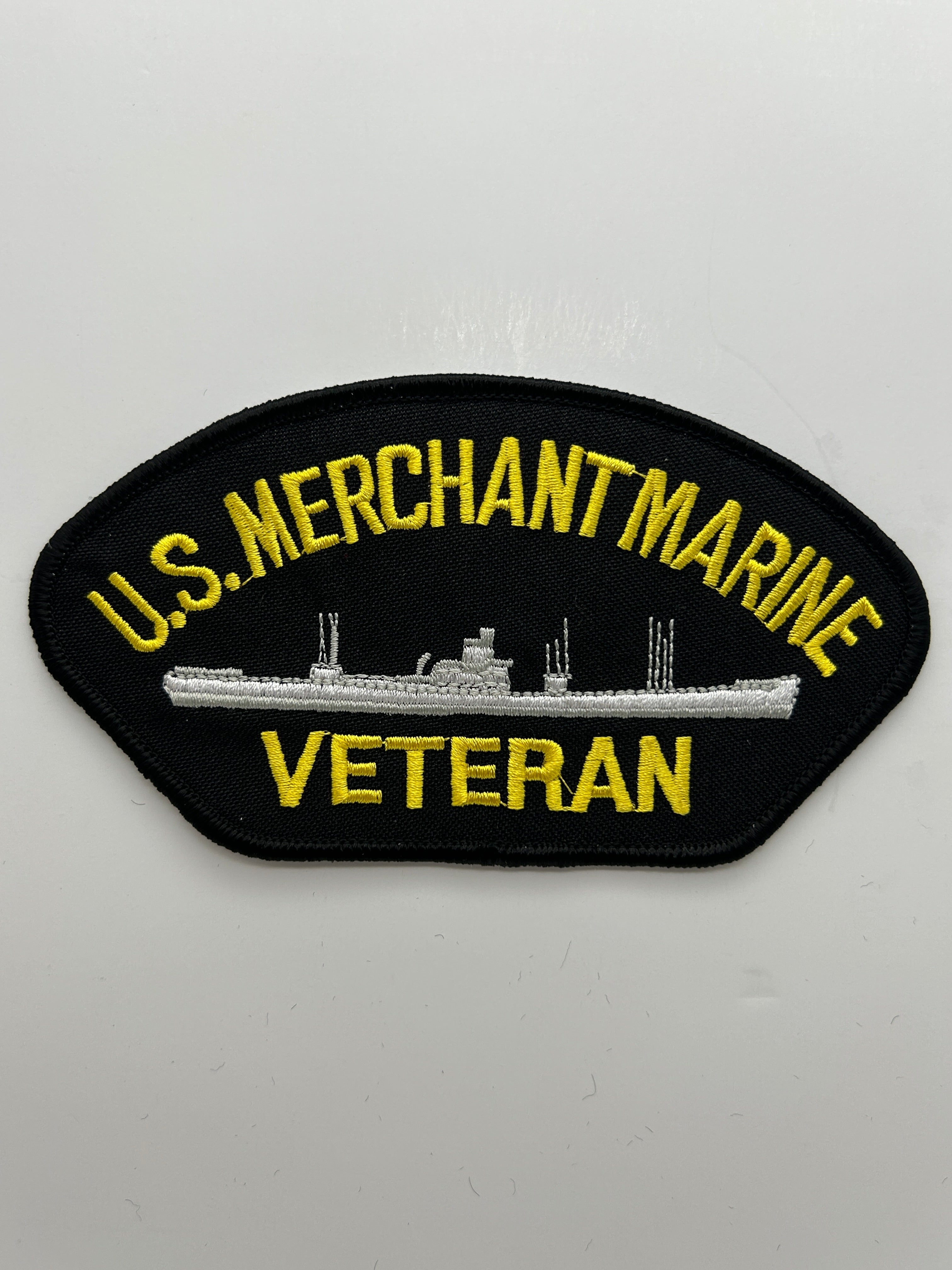 US Navy: US Merchant Marine Veteran Black Arch Military Patch | Military Hats & Pins
