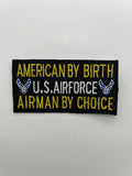 US Air Force: American By Birth, Airman By Choice Black Military Patch | Military Hats & Pins