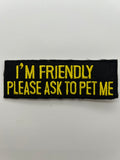 US Veteran: I'm Friendly Please Ask To Pet Me Black Military Patch | Military Hats & Pins