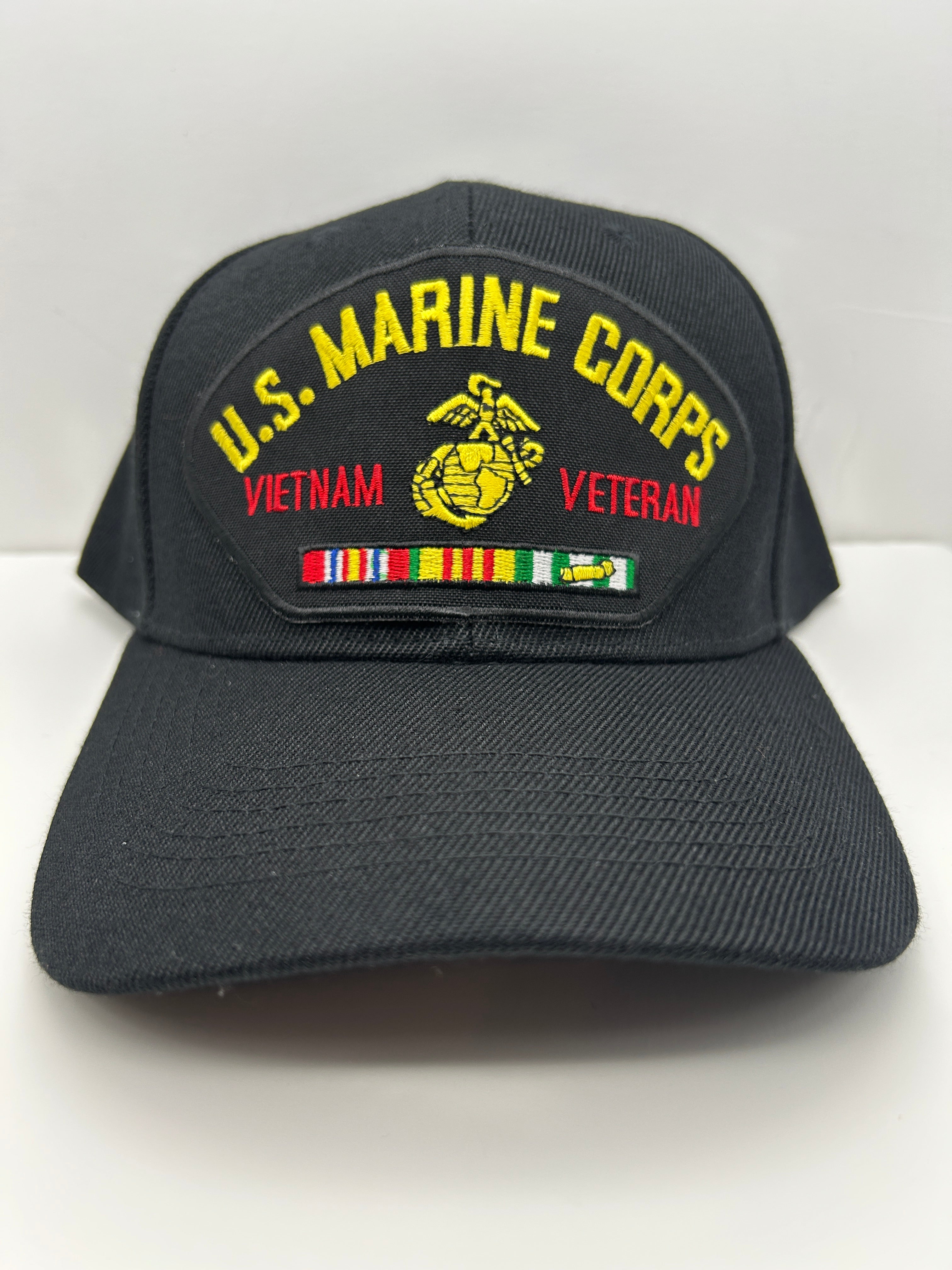 US Marines Corps Vietnam Veteran Service Ribbon Black  Embroidered Military Cap - Adjustable One Size | Military Hats & Pins