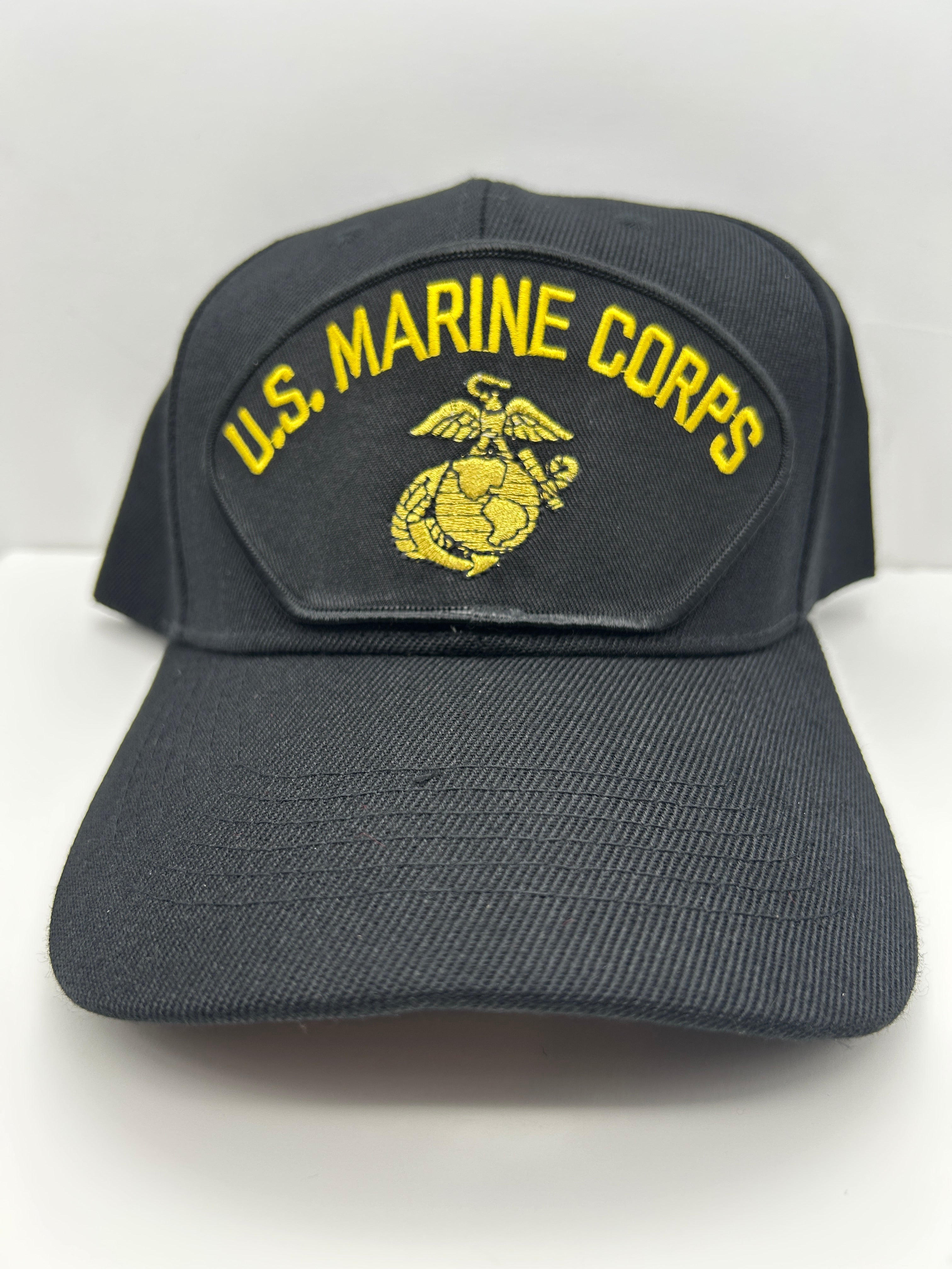 US Marines Corps - Black Embroidered Military Cap - Adjustable One Size | Military Hats & Pins