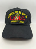 US Marines Corps - USMC American By Birth, Marine By Choice Black Embroidered Military Cap - Adjustable One Size | Military Hats & Pins