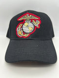 US Marines Corps Logo Black Embroidered Military Cap - Adjustable One Size | Military Hats & Pins