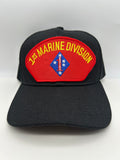 US Marines Corps - 1st Marine Division Black Embroidered Military Cap - Adjustable One Size | Military Hats & Pins