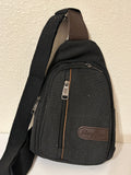 Crossbody Bag: Military Utility w/ Pockets Regular Black-Brown Leather Crossbody Bag | Military Hats & Pins