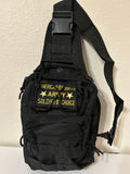 Tactical Military Bag: US Army Black w/ American By Birth Soldier By Choice Patch Military Utility Cross Body Bags 11” x 9” | Military Hats & Pins